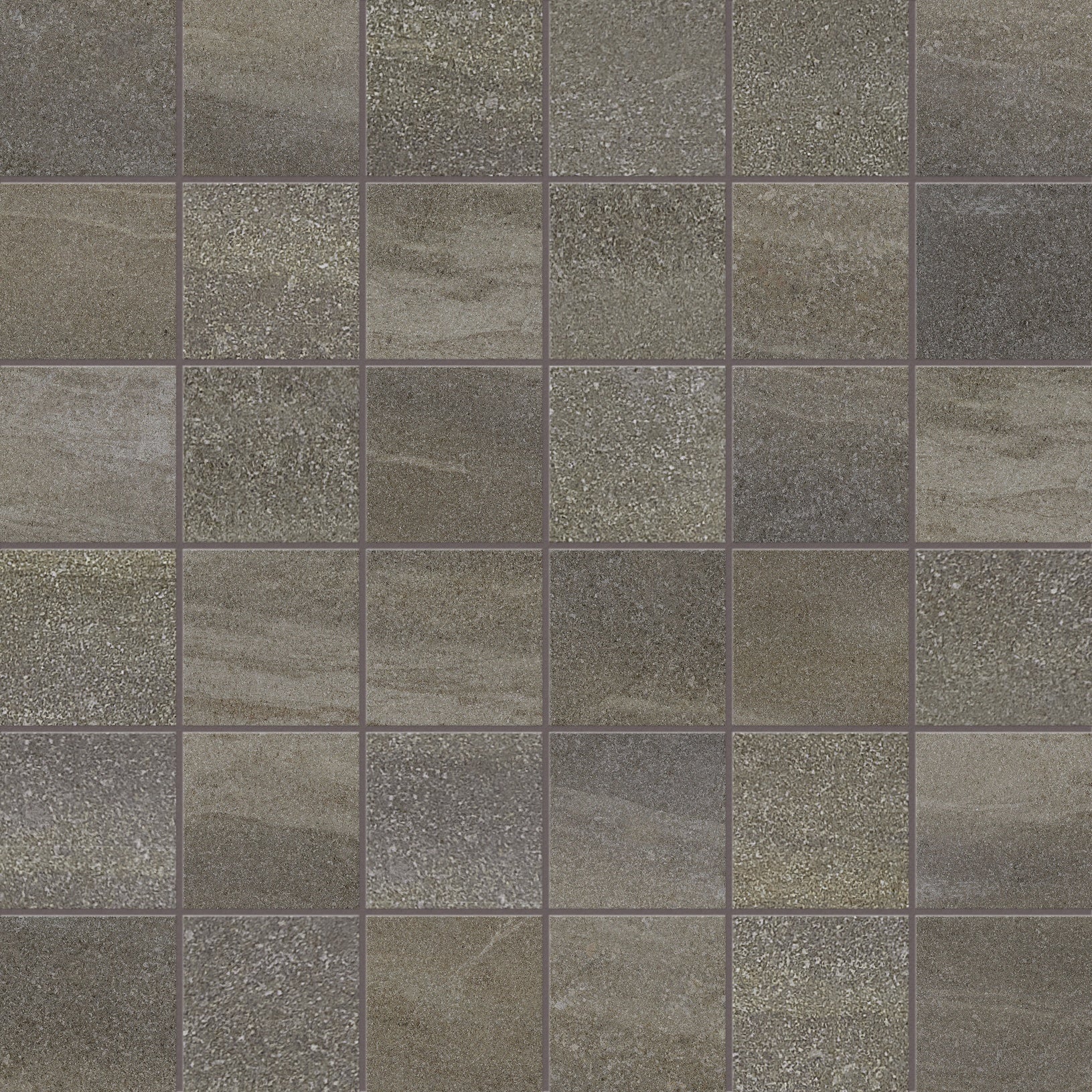 Crux Mica porcelain mosaic by Anatolia, top-down product view, 12 15/16"×12 15/16"×11/32" size. Turkish porcelain for floors and walls.