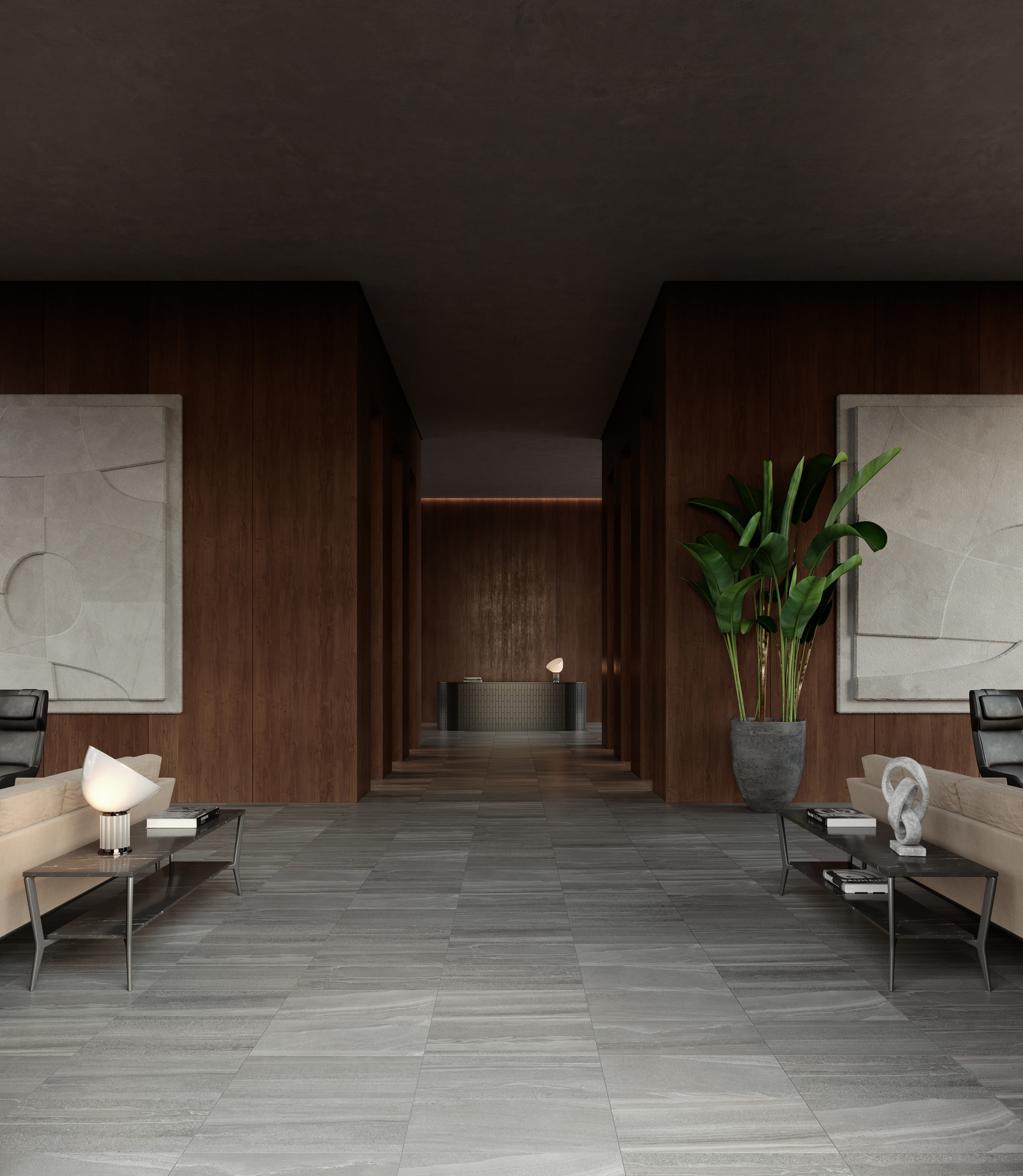 Davenport Mica porcelain trim by Anatolia, top-down product view, 3"×12"×11/32" size. Turkish porcelain for floors and walls.