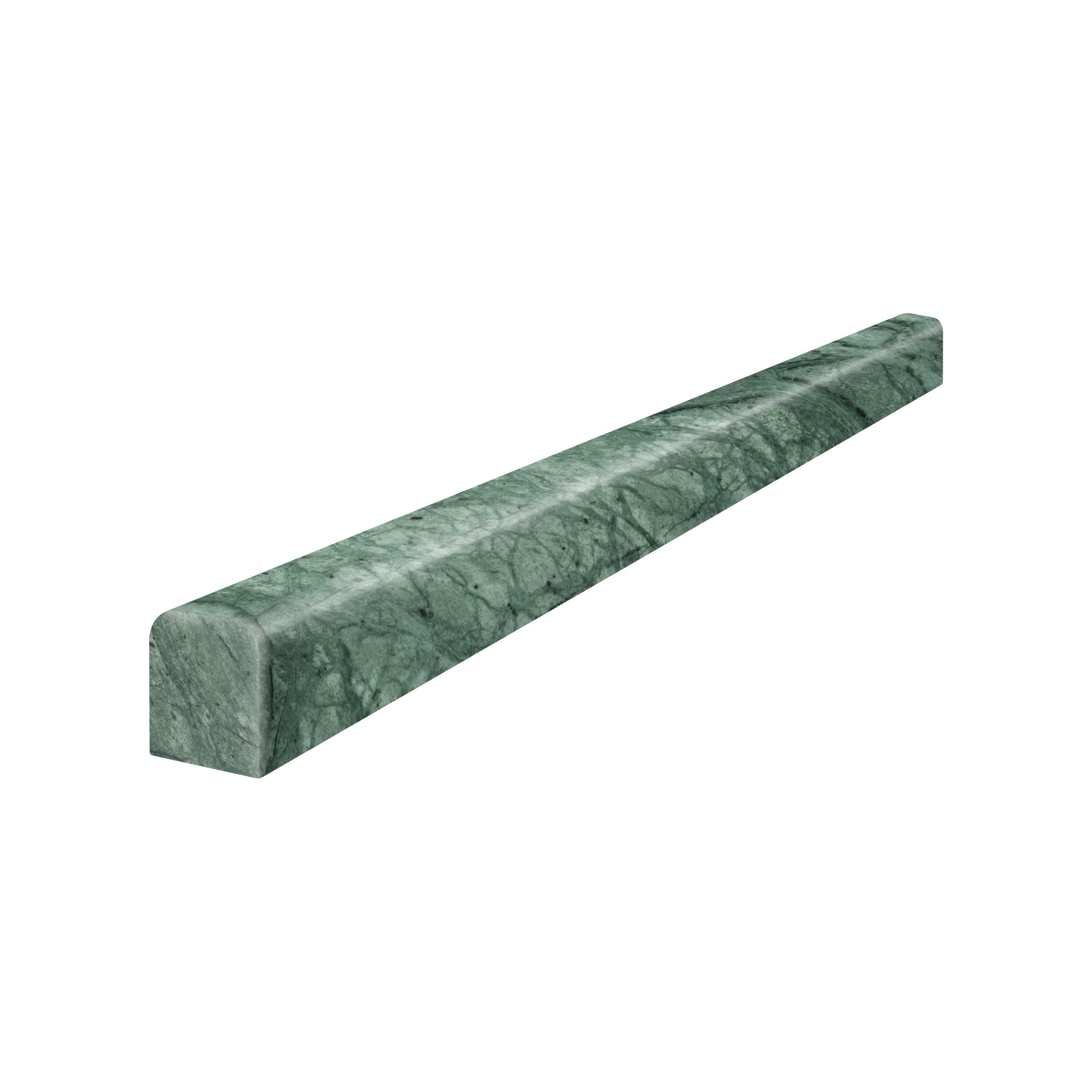 Diosa Verde marble trim by Anatolia, top-down product view, 1/2"×12"×5/8" size. Indian marble for floors and walls.