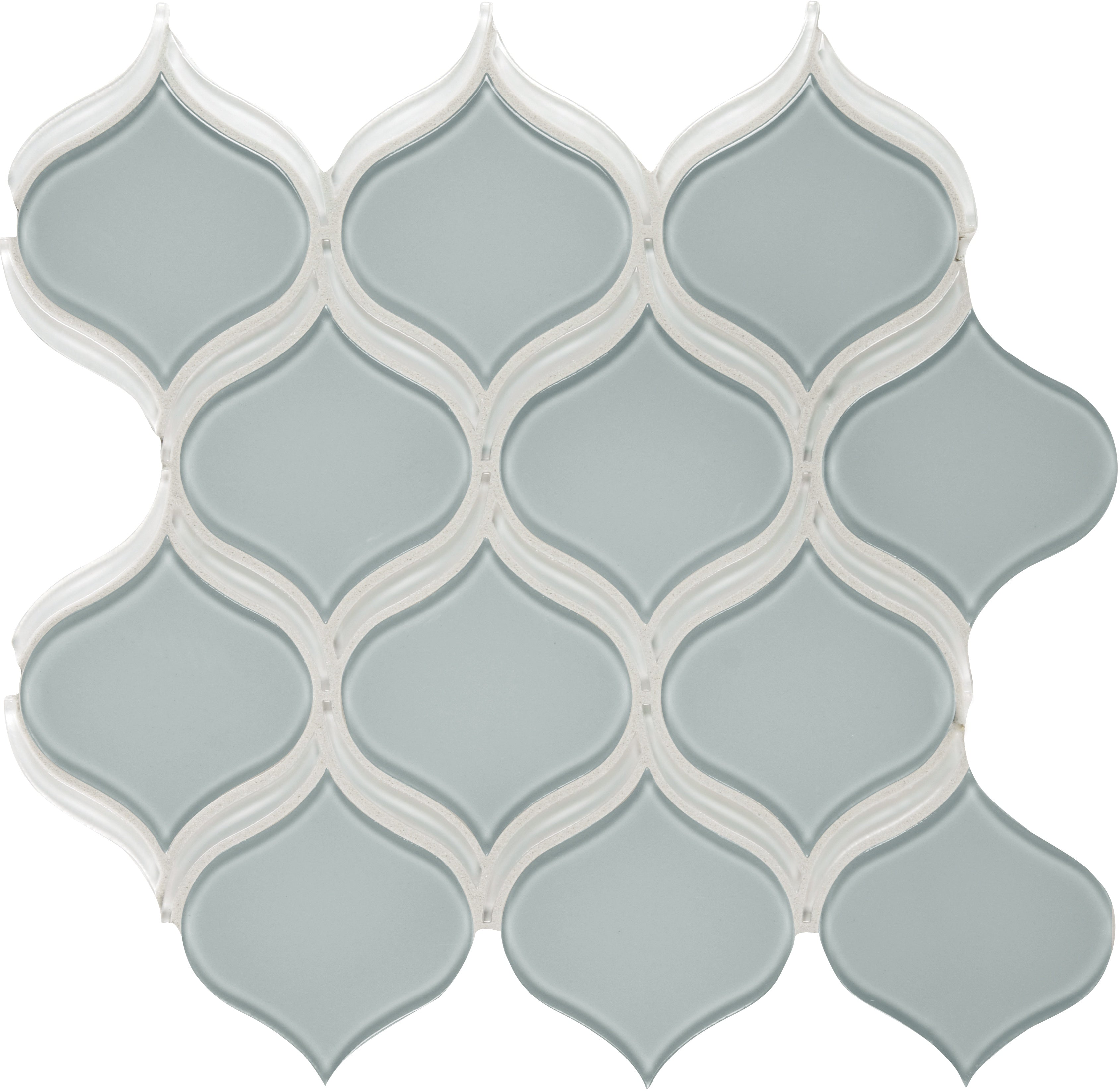 Element Cloud glass mosaic by Anatolia, top-down product view, 11 15/32"×12 5/32"×5/16" size. Chinese glass for floors and walls.