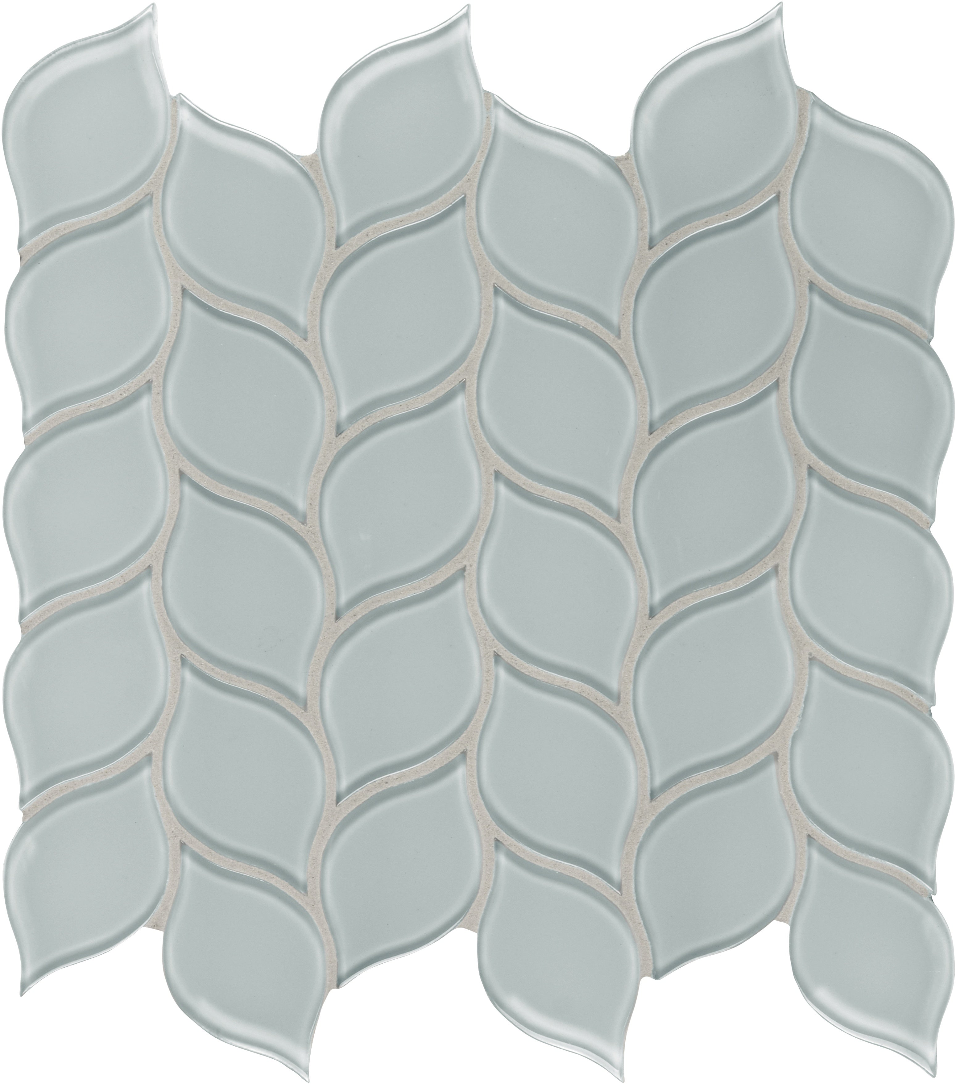 Element Cloud glass mosaic by Anatolia, top-down product view, 11 13/32"×11 27/32"×5/16" size. Chinese glass for floors and walls.