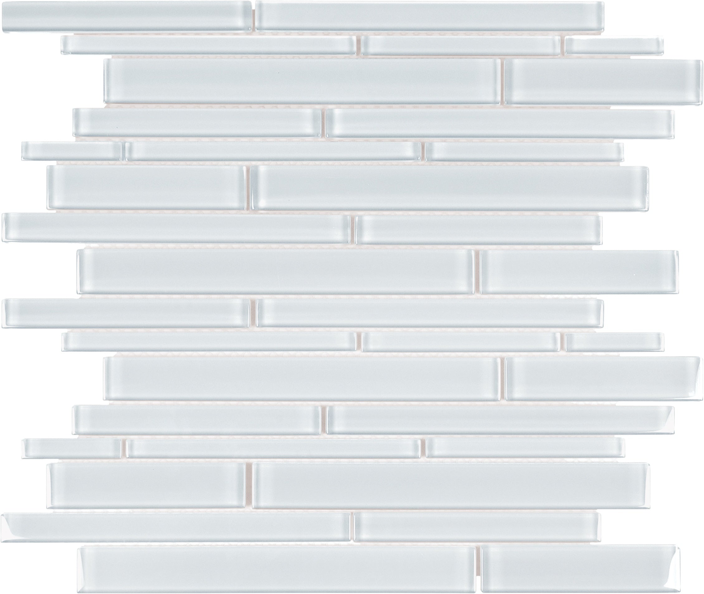 Element Ice glass mosaic by Anatolia, top-down product view, 11 23/32"×11 23/32"×5/16" size. Chinese glass for floors and walls.