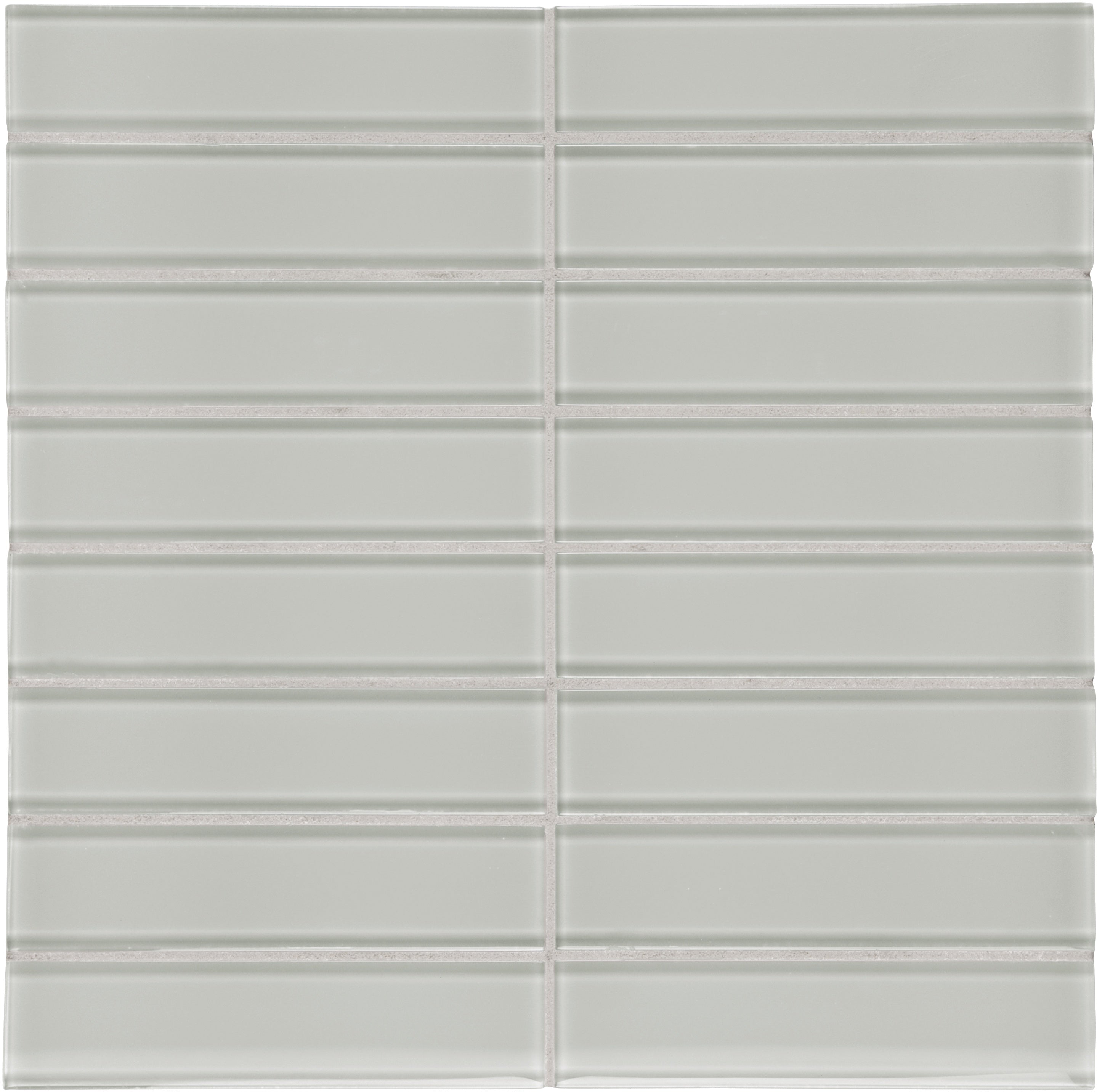Element Mist glass mosaic by Anatolia, top-down product view, 11 23/32"×11 23/32"×5/16" size. Chinese glass for floors and walls.