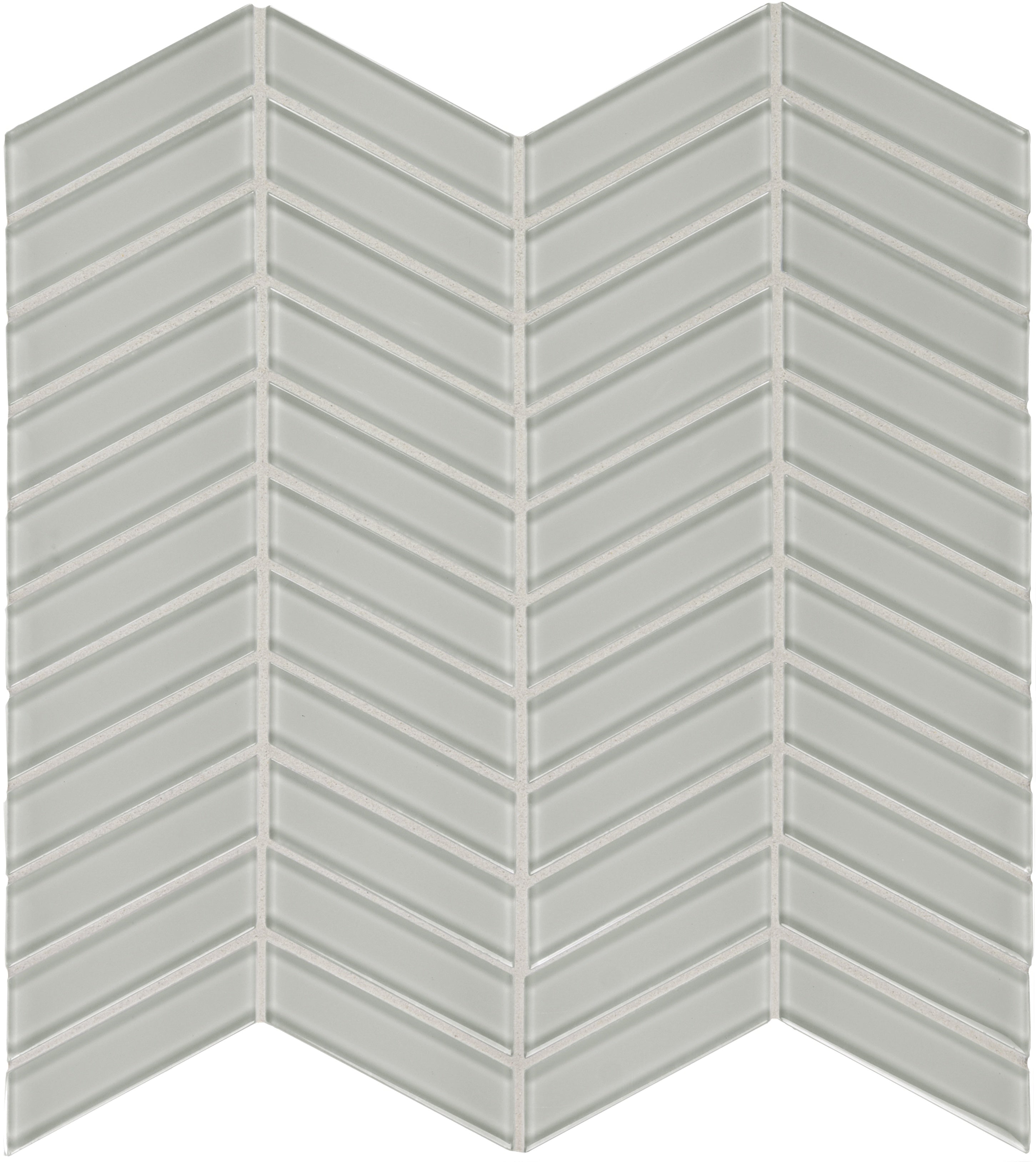 Element Mist glass mosaic by Anatolia, top-down product view, 11 23/32"×11 23/32"×5/16" size. Chinese glass for floors and walls.