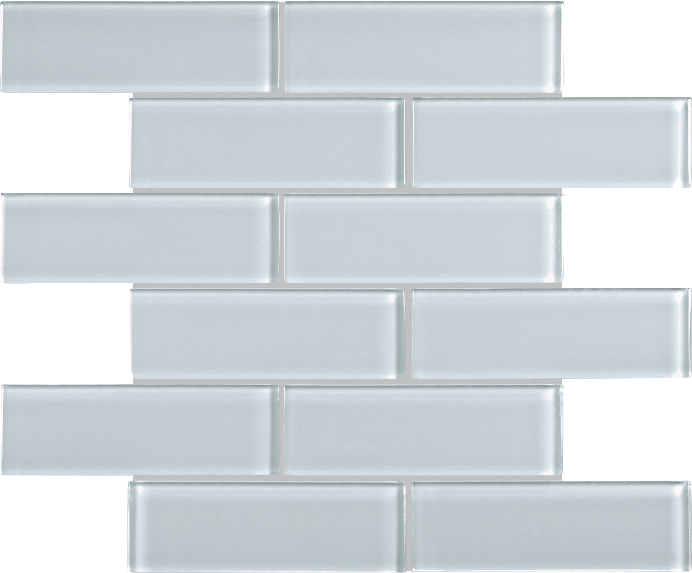 Element Skylight glass mosaic by Anatolia, top-down product view, 11 23/32"×11 23/32"×5/16" size. Chinese glass for floors and walls.
