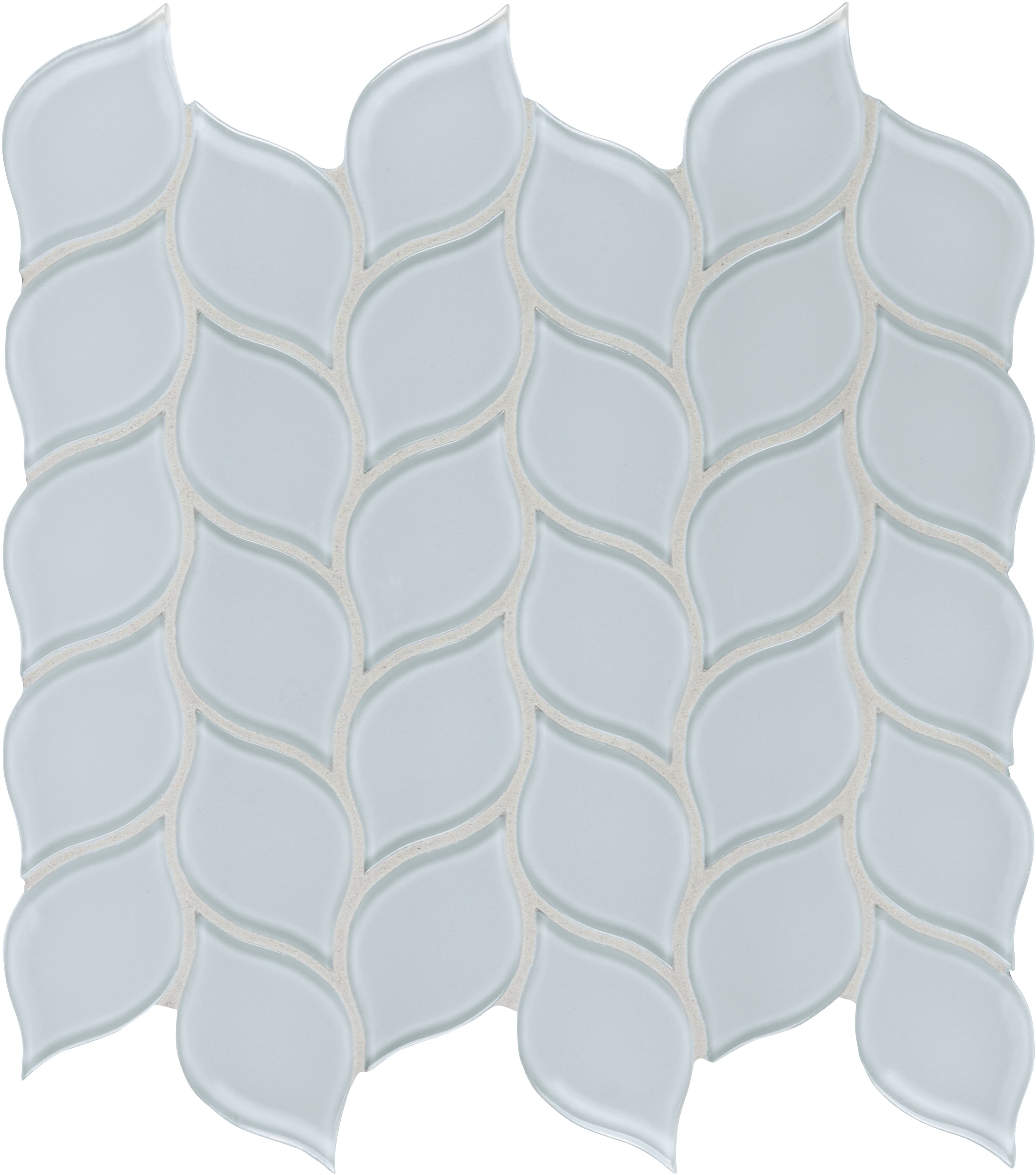 Element Skylight glass mosaic by Anatolia, top-down product view, 11 13/32"×11 27/32"×5/16" size. Chinese glass for floors and walls.