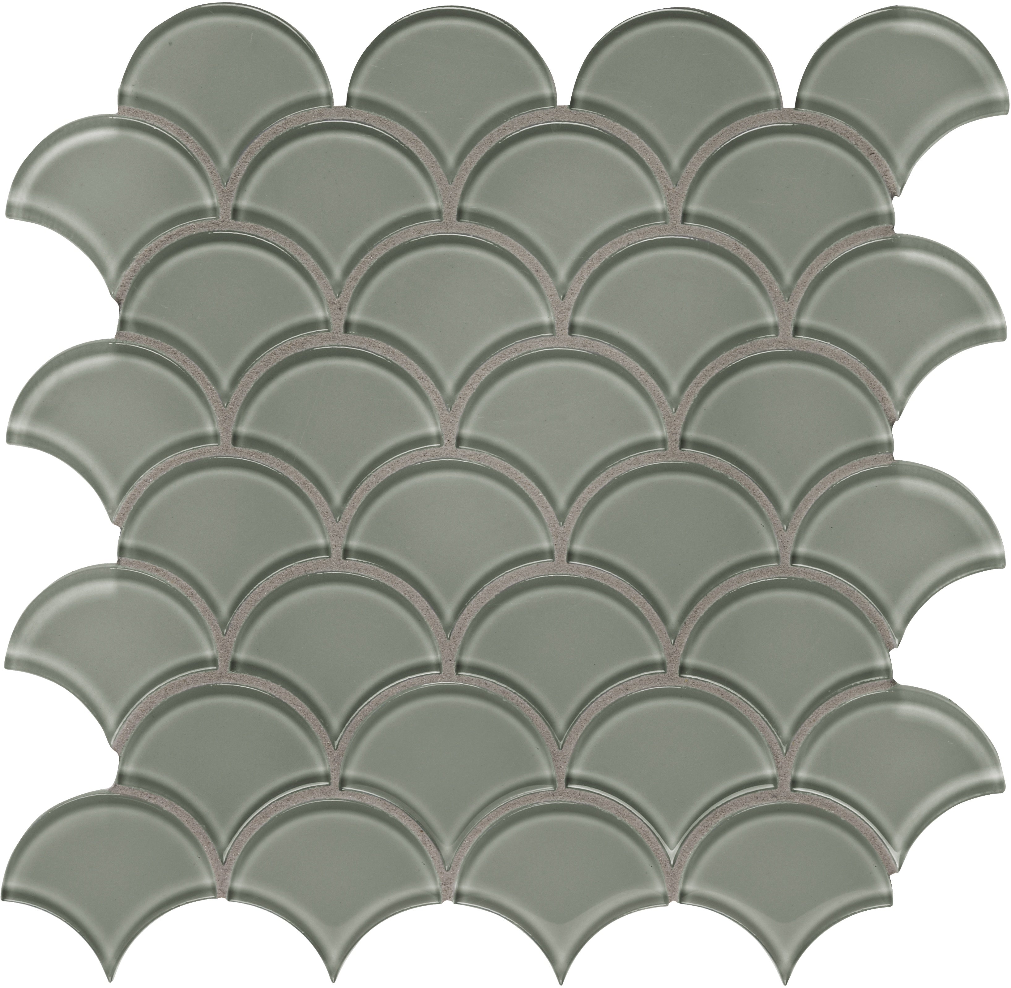 Element Smoke glass mosaic by Anatolia, top-down product view, 11 21/32"×11 15/16"×5/16" size. Chinese glass for floors and walls.