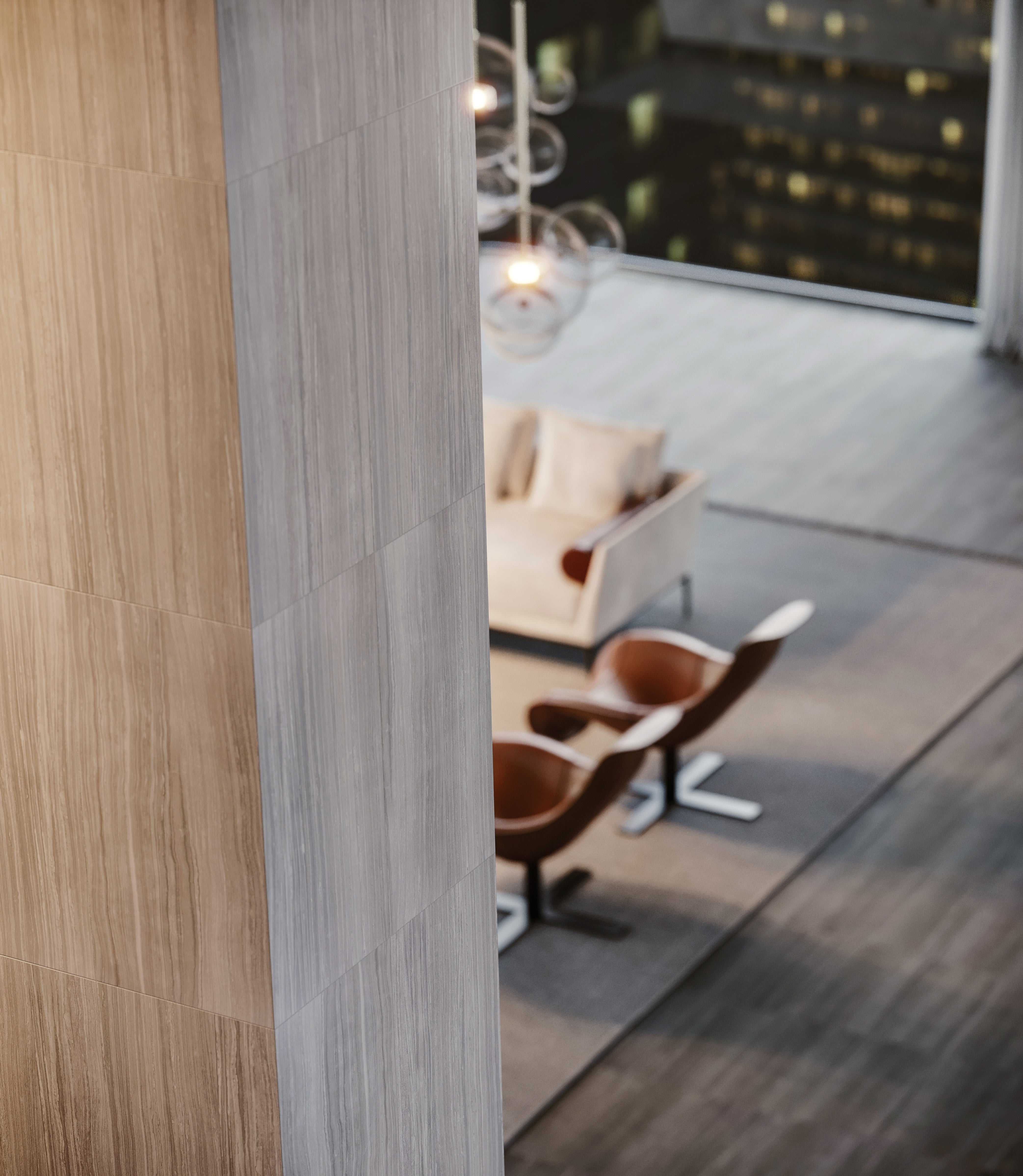 Eramosa Ice porcelain trim by Anatolia, top-down product view, 3"×12"×11/32" size. Turkish porcelain for floors and walls.