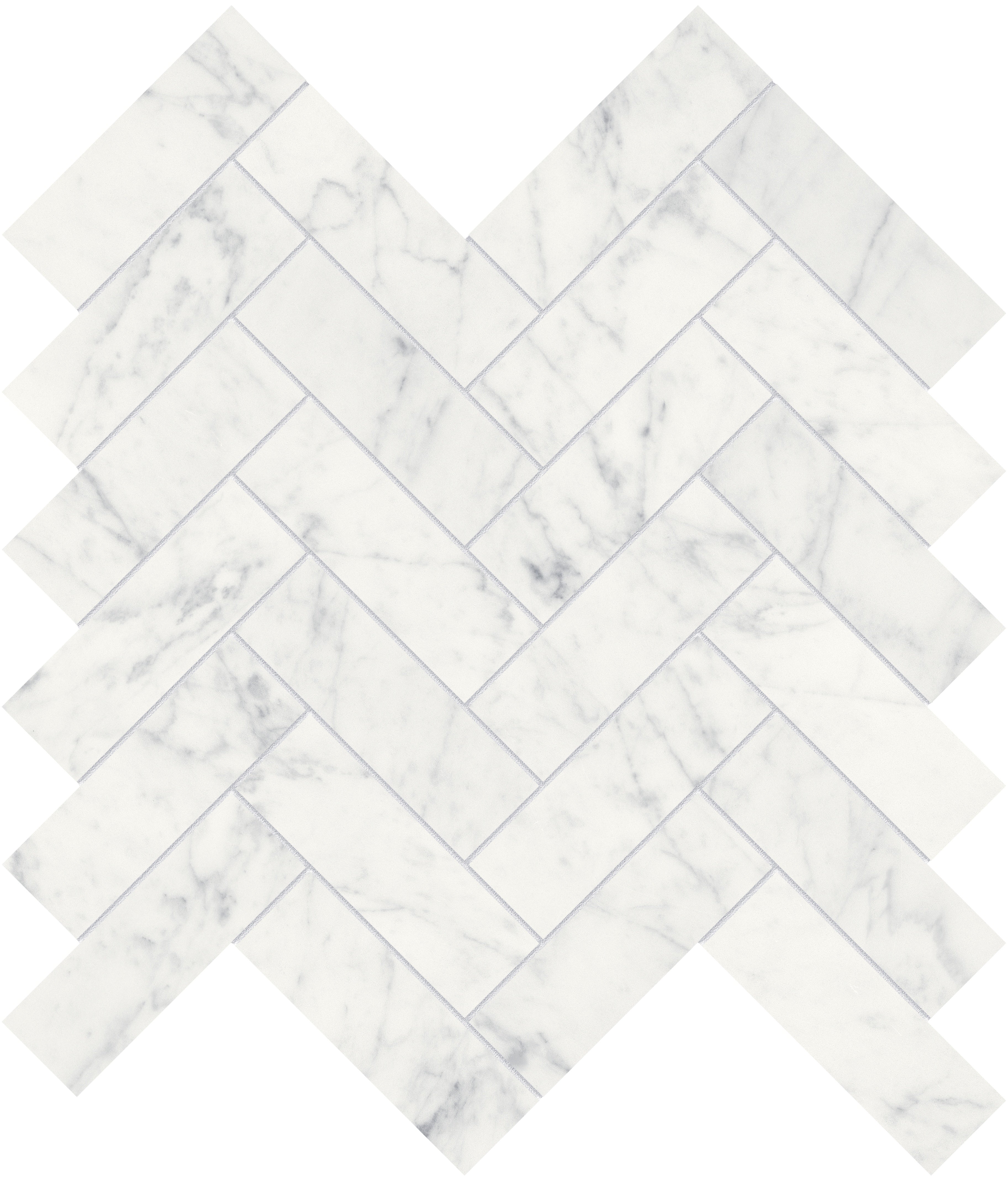 Eterna Bianco marble mosaic by Anatolia, top-down product view, 11 1/4"×11 13/32"×3/8" size. Turkish marble for floors and walls.