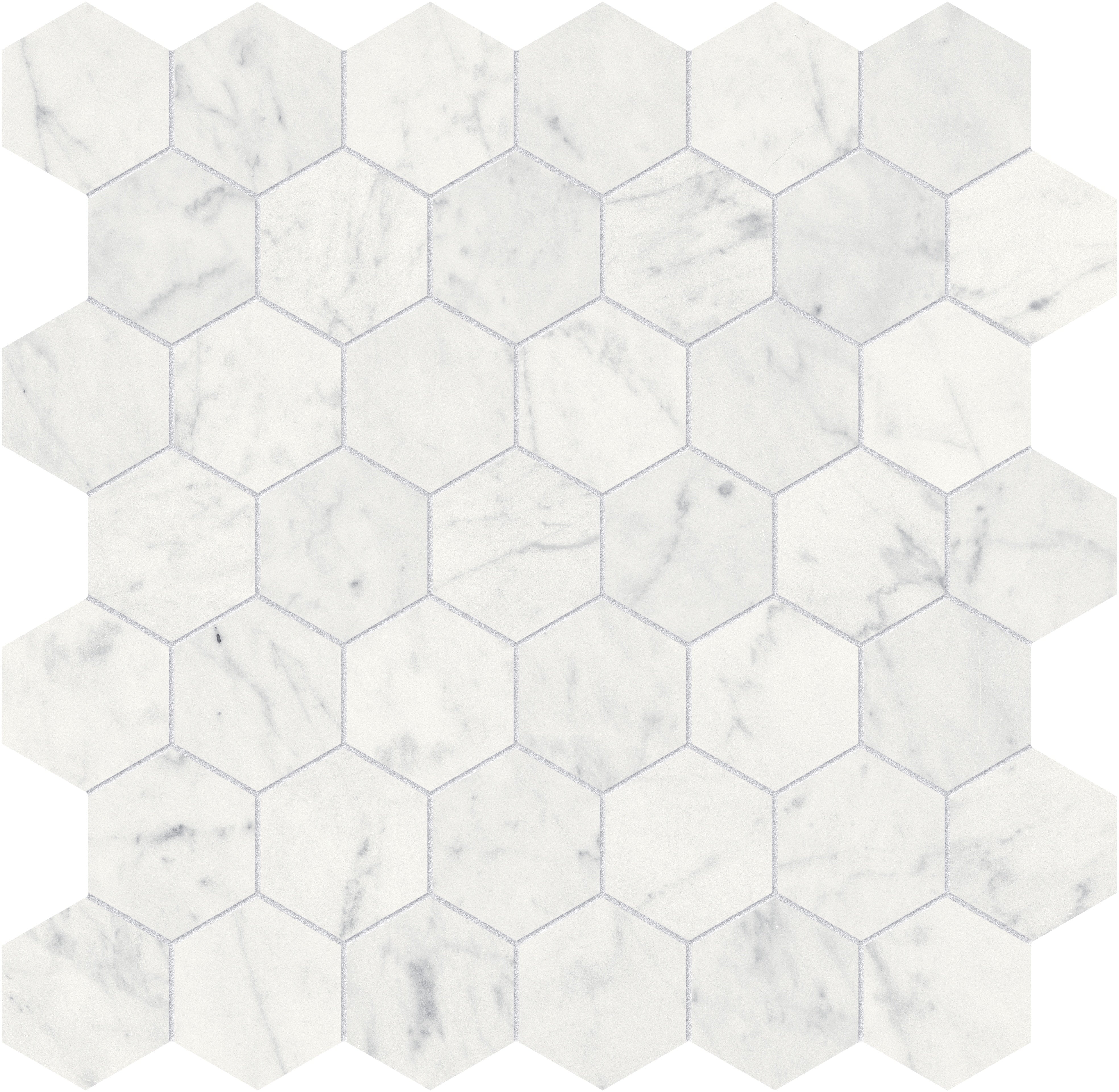Eterna Bianco marble mosaic by Anatolia, top-down product view, 11 7/8"×12"×3/8" size. Turkish marble for floors and walls.