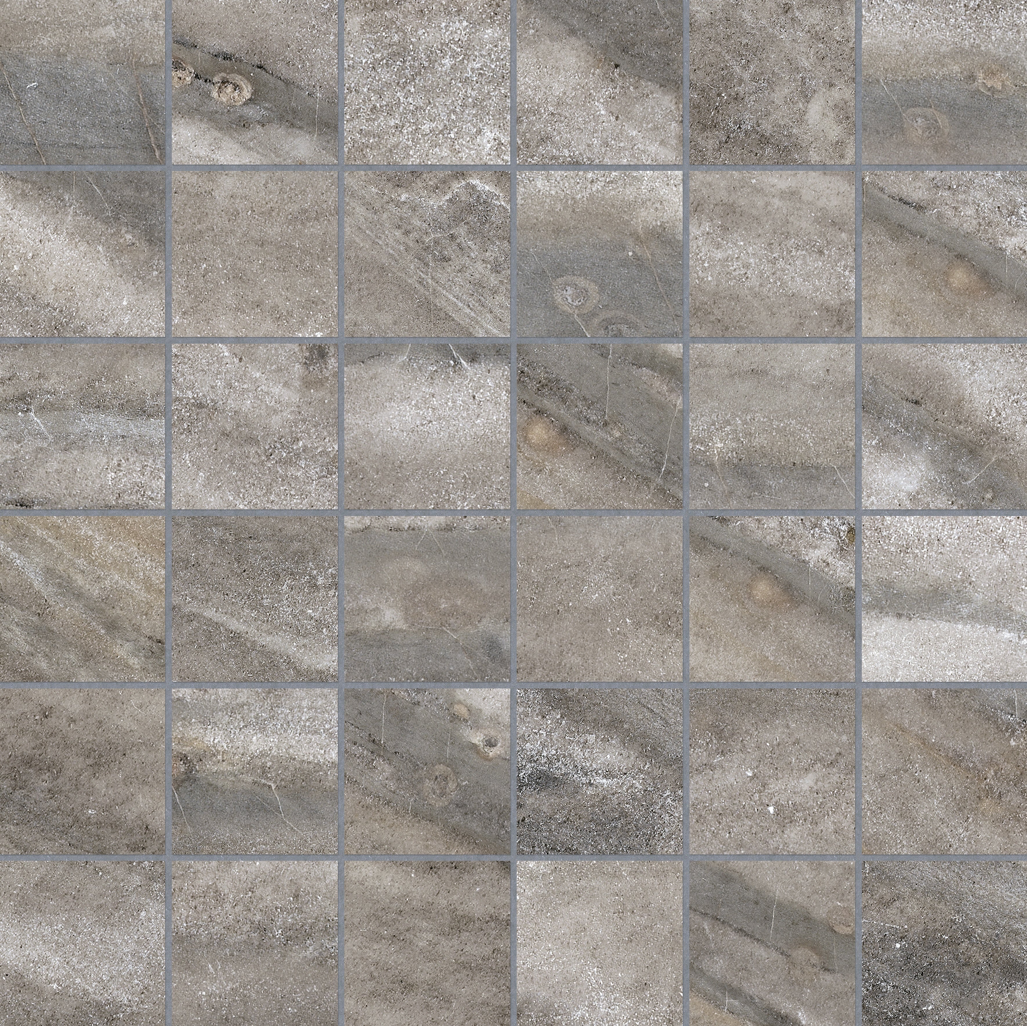 Evolution Mica porcelain mosaic by Anatolia, top-down product view, 11 25/32"×11 25/32"×11/32" size. Turkish porcelain for floors and walls.