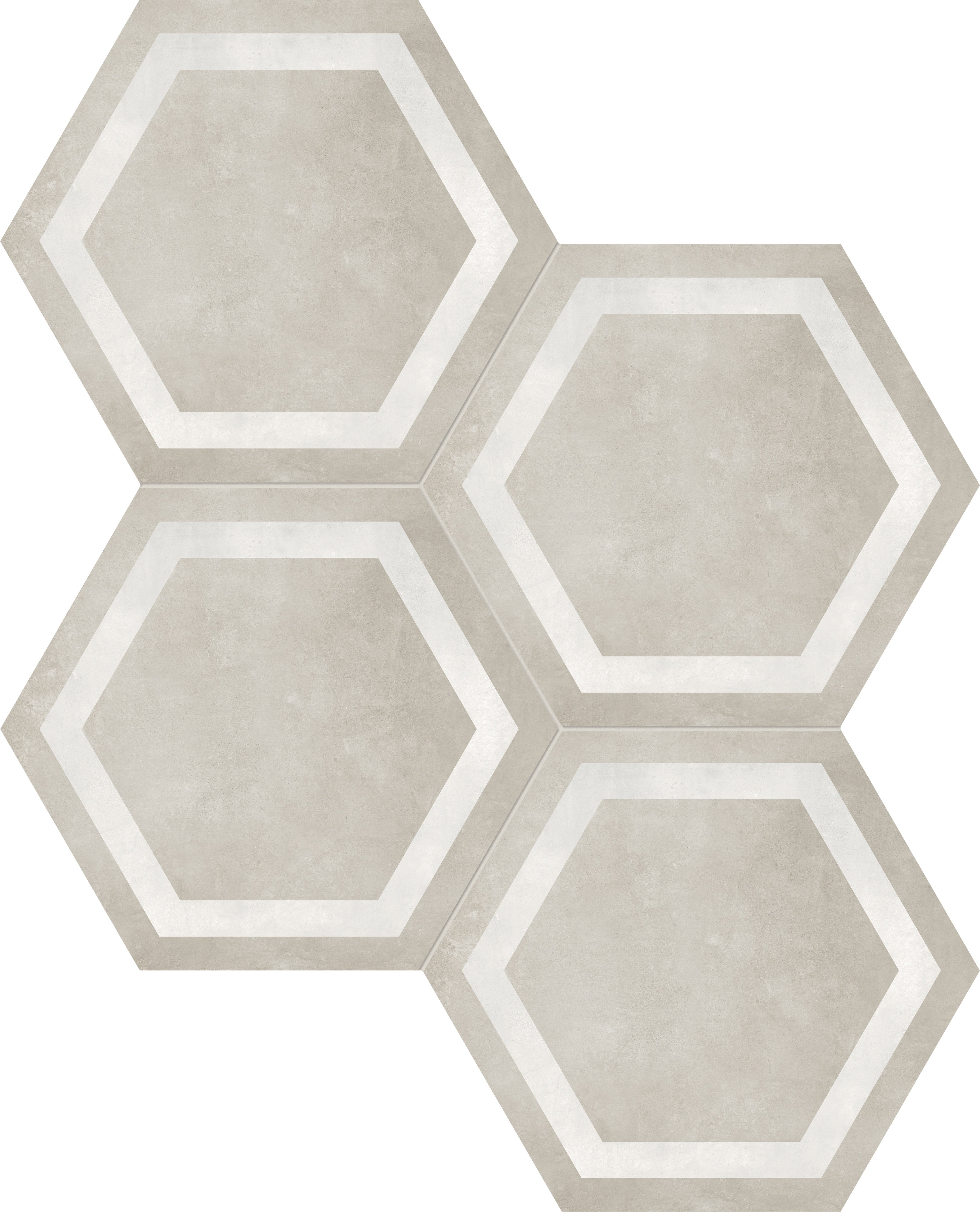 FORM: Sand Hexagon Frame Hexagon Porcelain Field Tile (7"×7 7/8"×11/32" | Matte | Pressed)