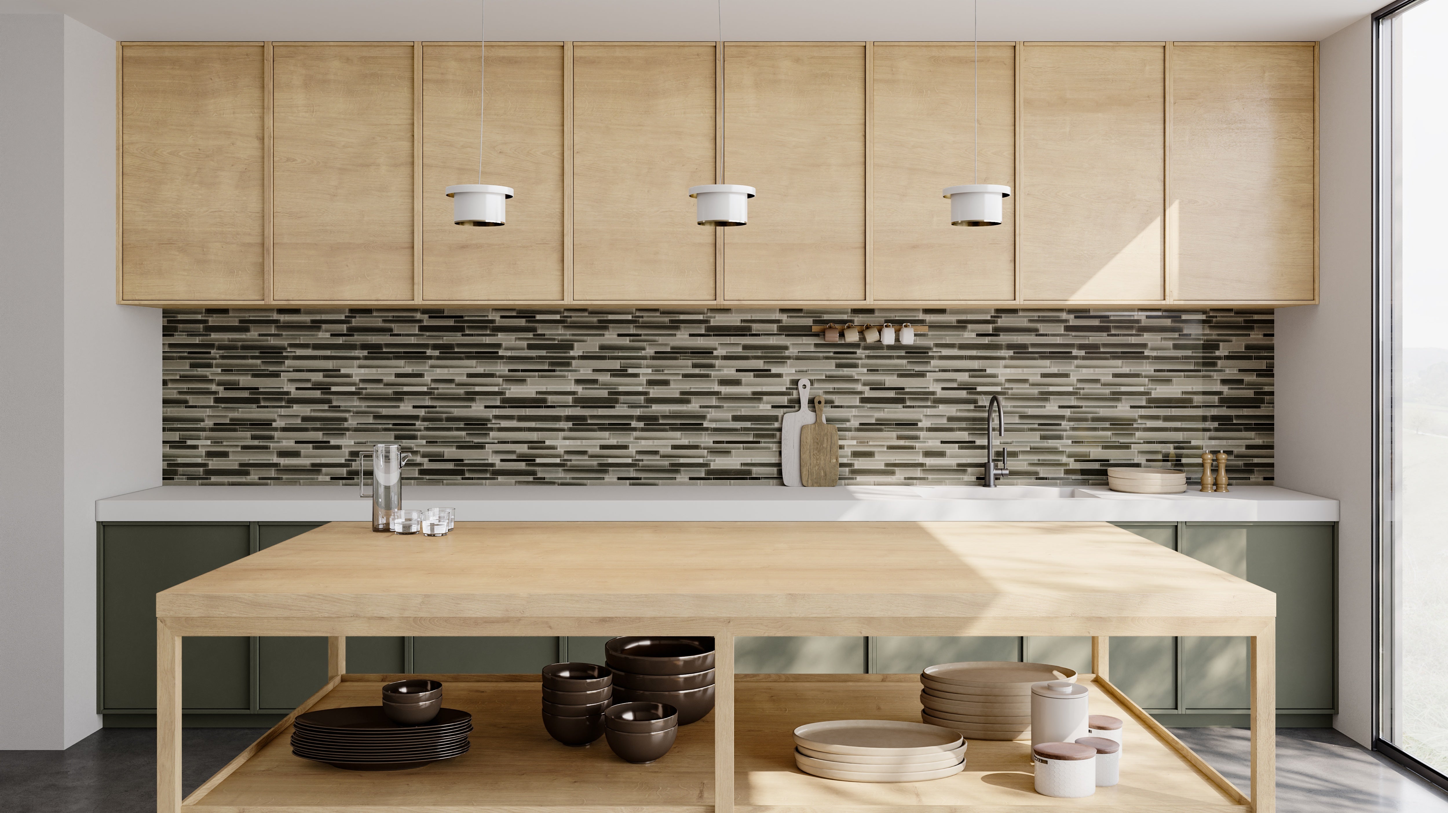 mosaic by Anatolia Tile, lifestyle installation view 2. Premium porcelain for floors and walls.