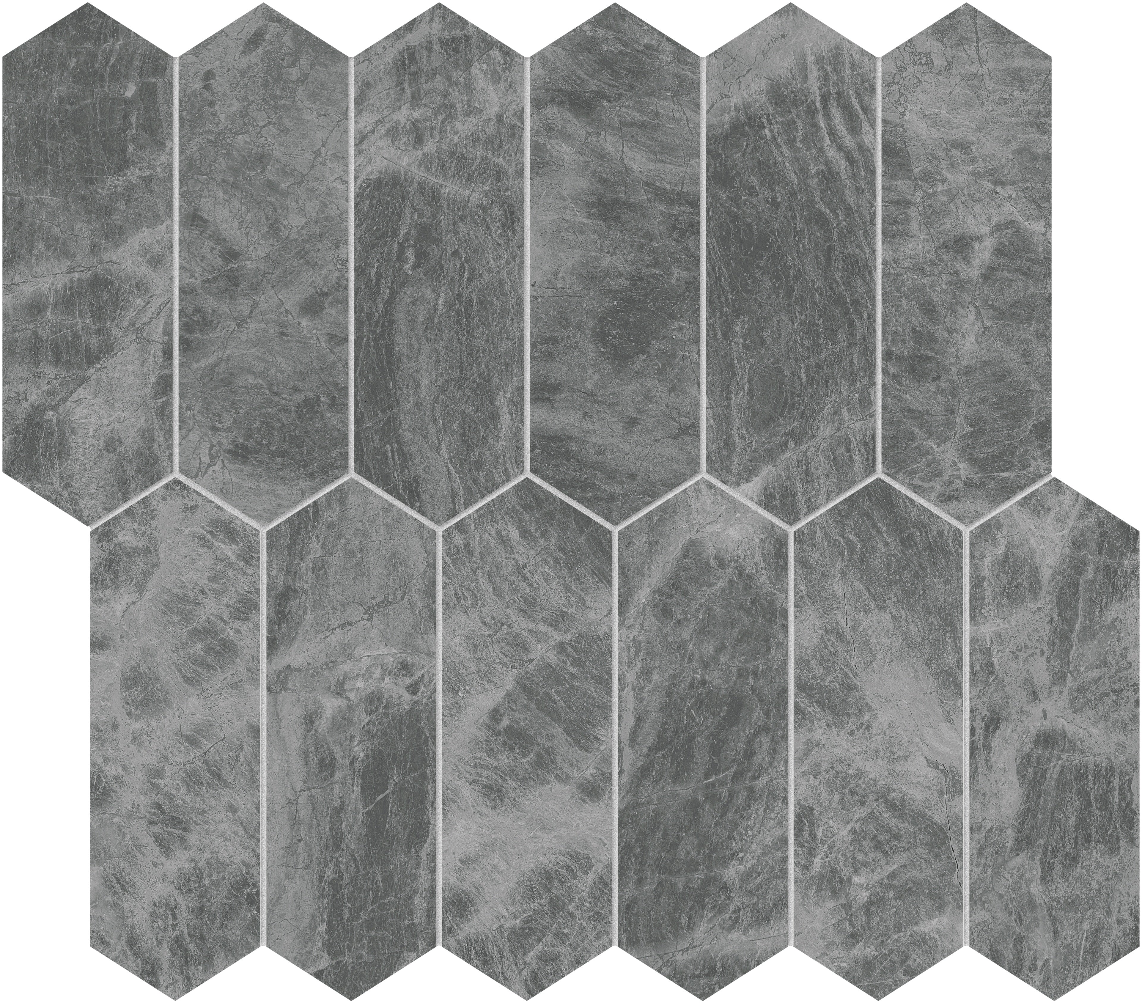 Gemma Mystique marble mosaic by Anatolia, top-down product view, 10 5/8"×11 13/16"×3/8" size. Turkish marble for floors and walls.