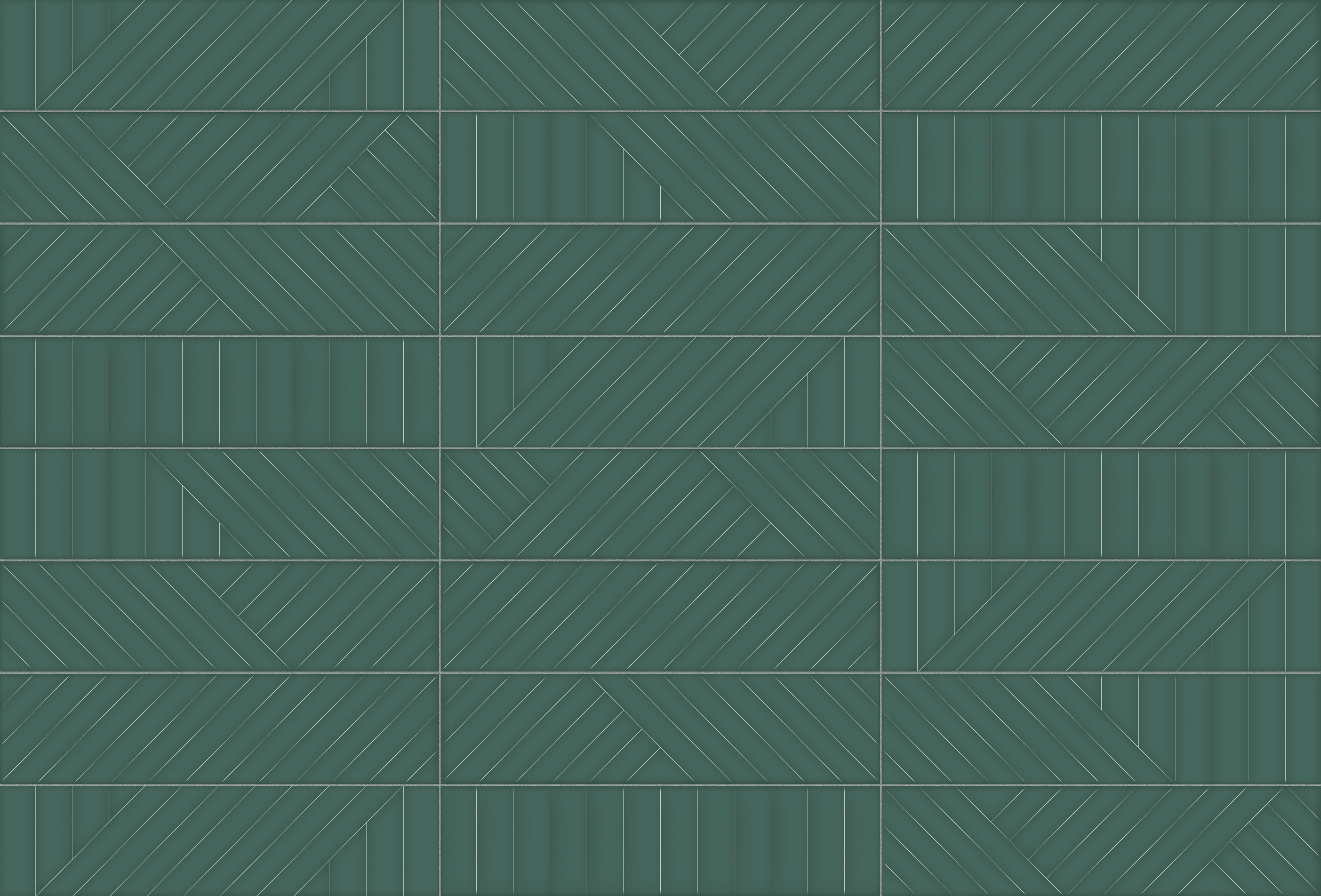 GEOMETRA: Emerald Maze Ceramic Field Tile (3"×12"×11/32" | Glossy | Pressed)