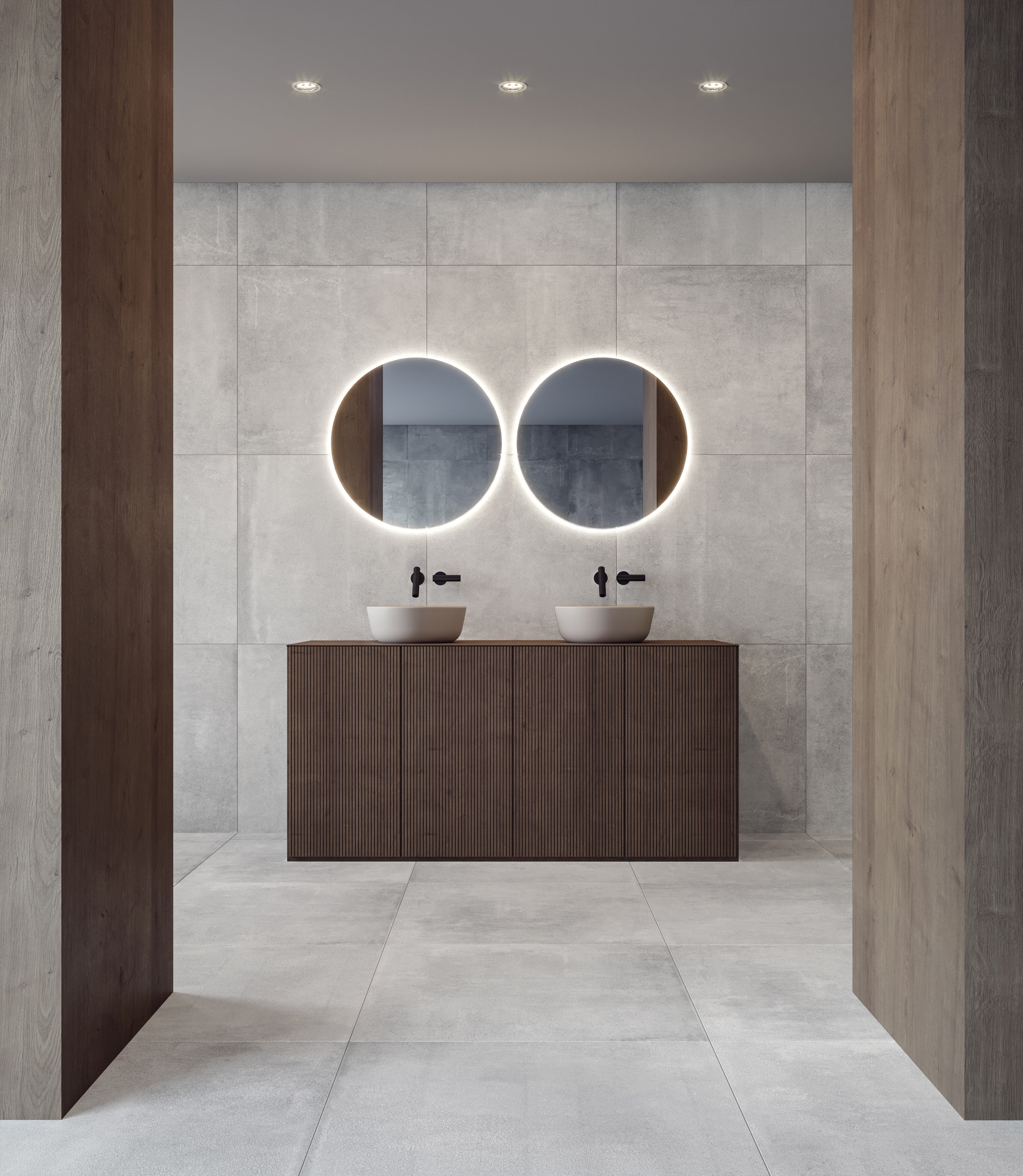 Industria Lithium porcelain trim by Anatolia, top-down product view, 3"×24"×11/32" size. Turkish porcelain for floors and walls.
