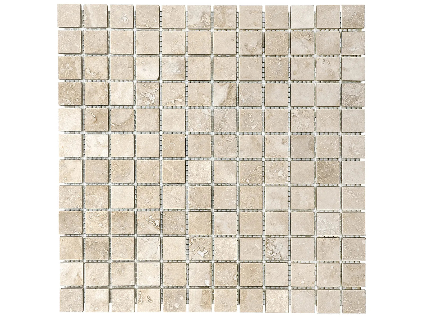ELYSIAN: Travertine Mosaic 1X1 Straight Stack (12¹⁄₁₆"X12¹⁄₁₆"X⅜" | Filled-Honed)