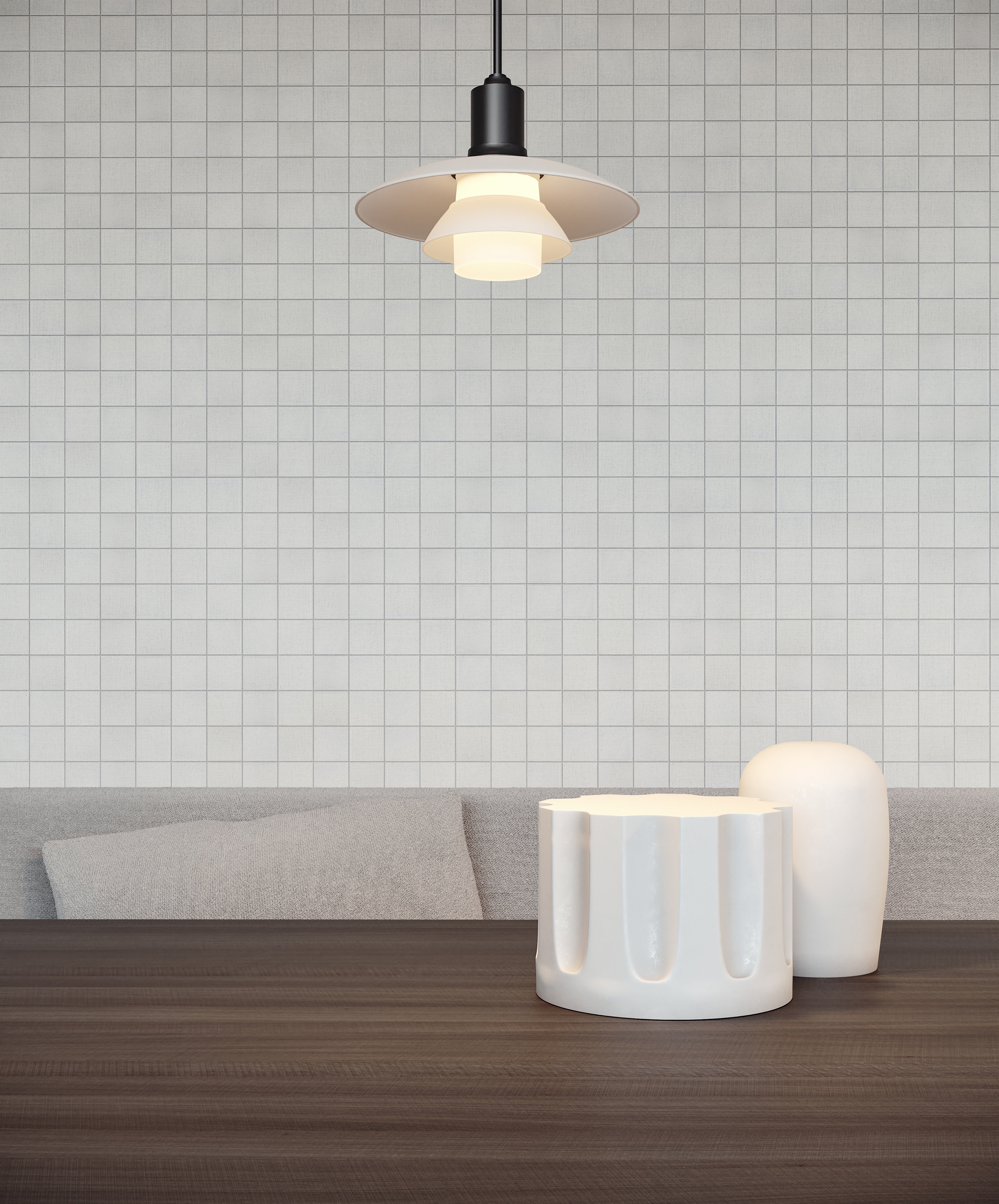 Keaton Ice ceramic mosaic by Anatolia, top-down product view, 12 15/16"×12 15/16"×5/16" size. Turkish ceramic for floors and walls.