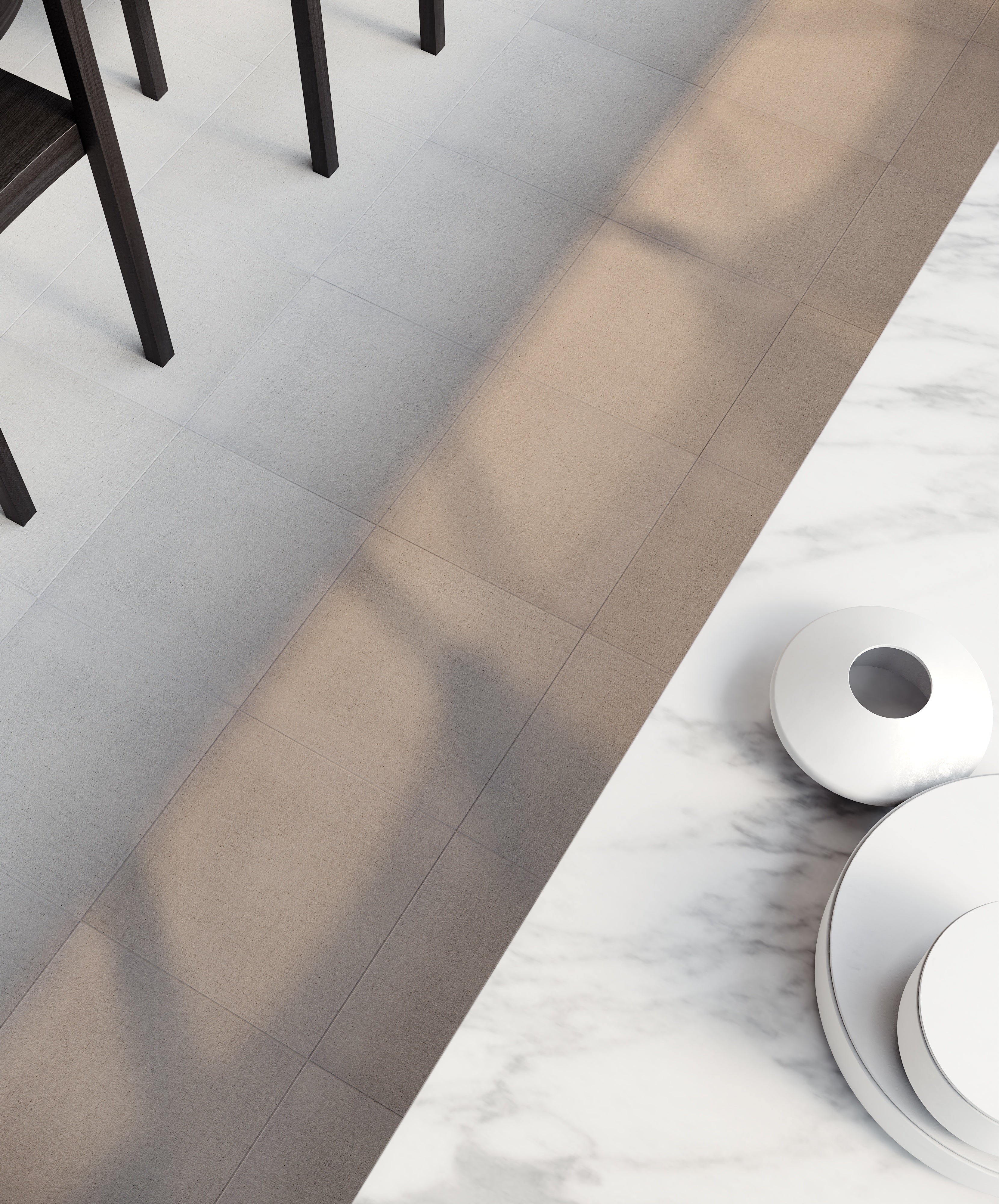 Keaton Ice ceramic mosaic by Anatolia, top-down product view, 12 15/16"×12 15/16"×5/16" size. Turkish ceramic for floors and walls.
