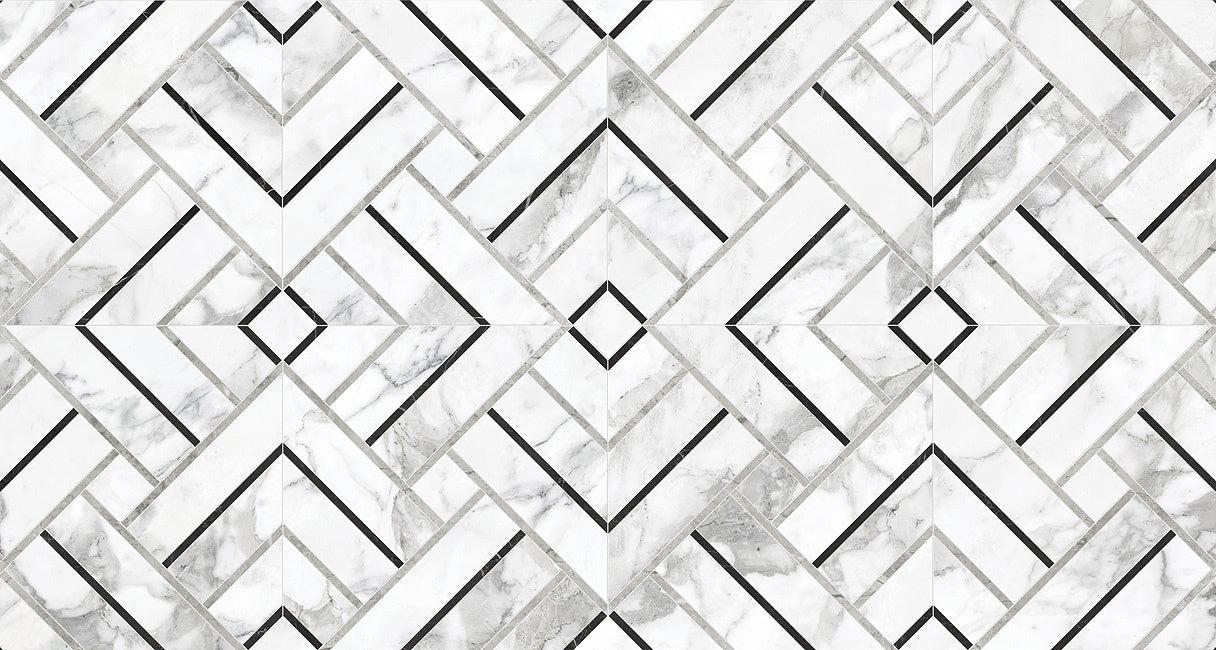 LA MARCA: Arabescato Picco Porcelain Mosaic (8 5/16"×8 5/16"×11/32" | Honed | Rectified)