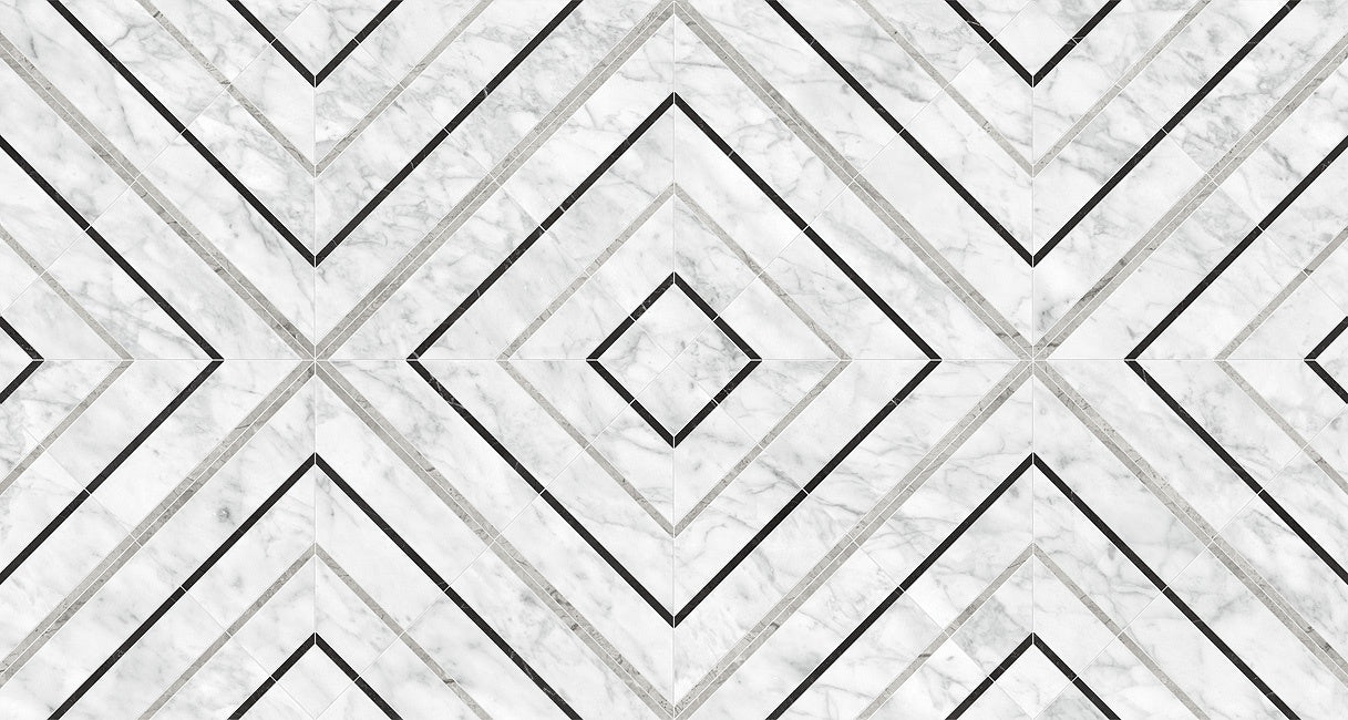 LA MARCA: Carrara Gioia Picco Porcelain Mosaic (8 5/16"×8 5/16"×11/32" | Honed | Rectified)