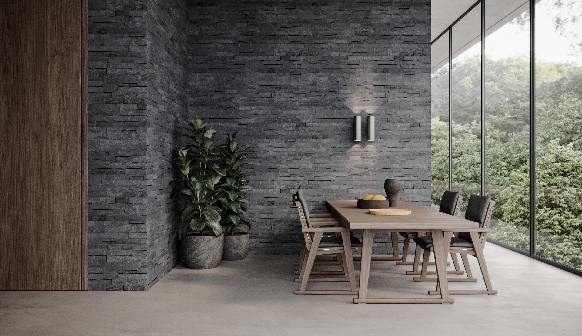 LEDGER STONE: Carbon Slate Field Tile (6"×24"×19/32" | Split Face | Rectified)