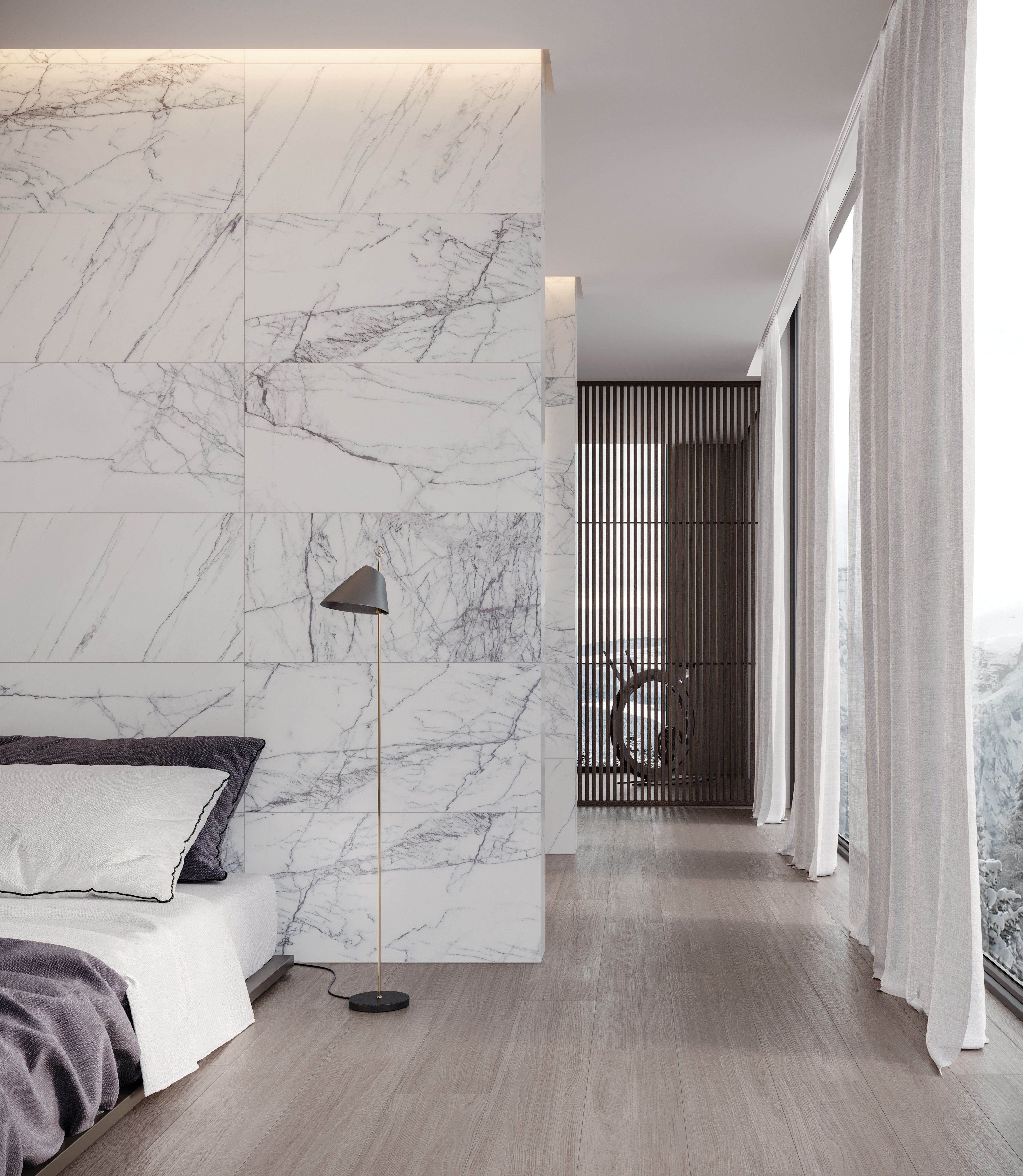 Lilac Volta field tile by Anatolia Tile, lifestyle installation view 4, 18"×36" size. Premium porcelain for floors and walls.