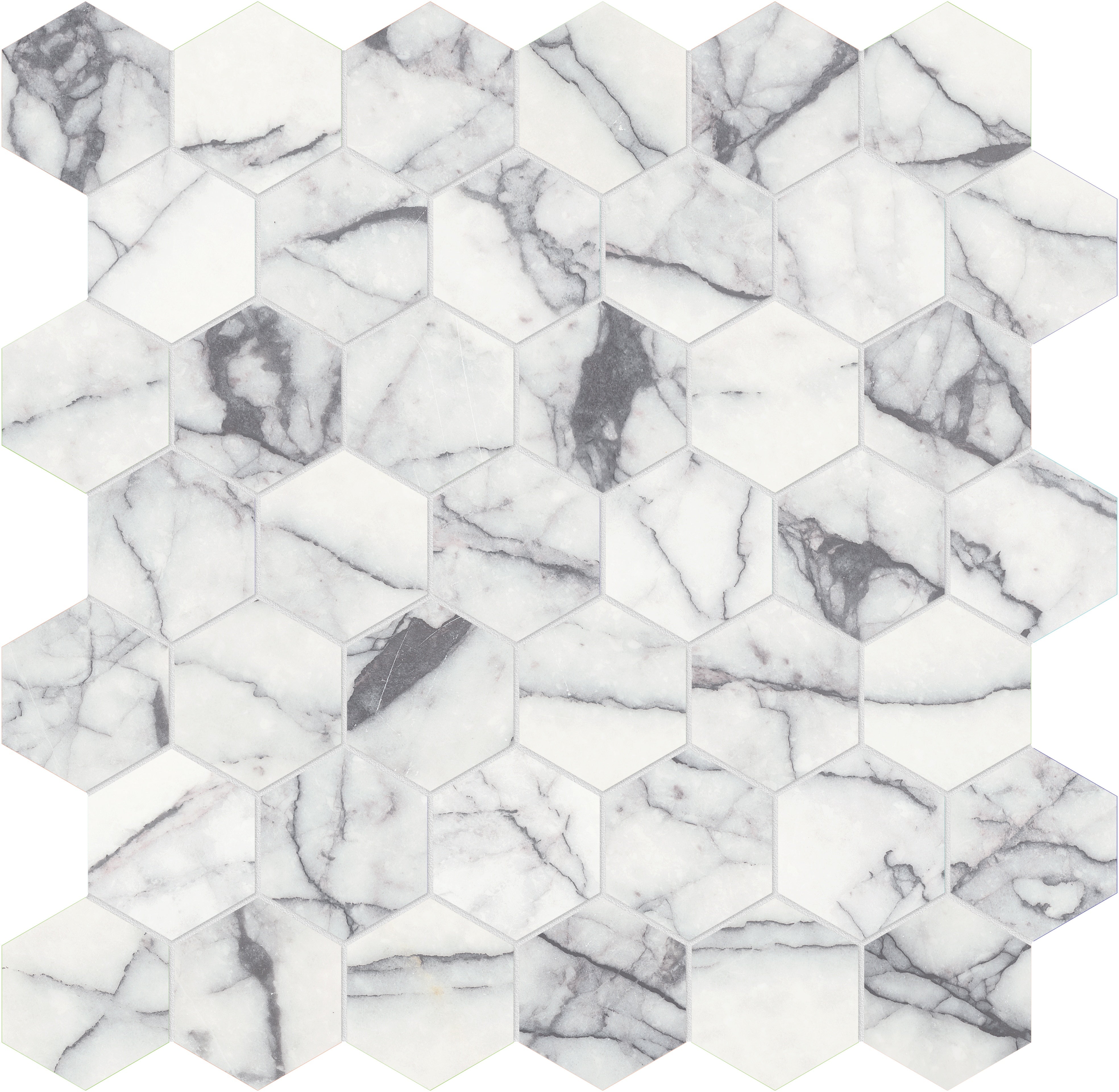 Lilac Volta marble mosaic by Anatolia, top-down product view, 11 7/8"×12"×3/8" size. Turkish marble for floors and walls.