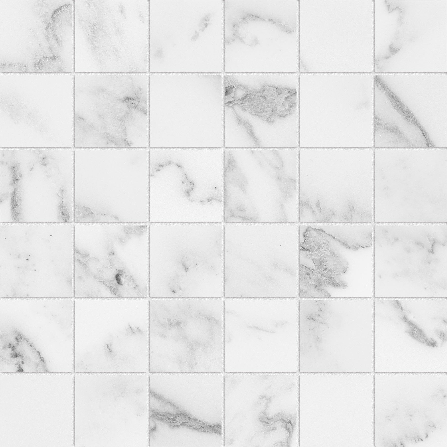 Lumino Bianco porcelain mosaic by Anatolia, top-down product view, 11 25/32"×11 25/32"×11/32" size. Turkish porcelain for floors and walls.