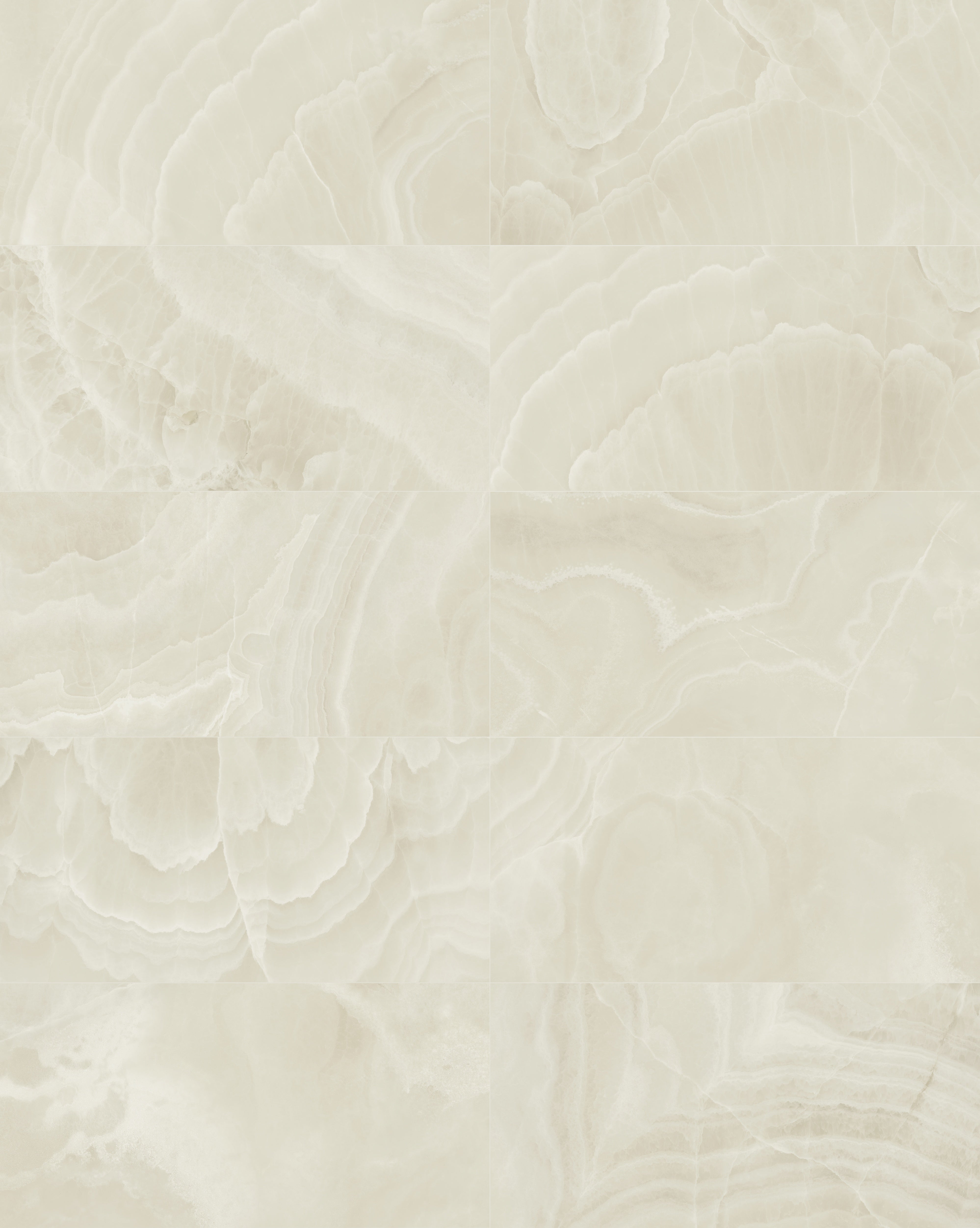 Lustra Onyx Crema porcelain mosaic by Anatolia, top-down product view, 11 23/32"×11 27/32"×11/32" size. Turkish porcelain for floors and walls.