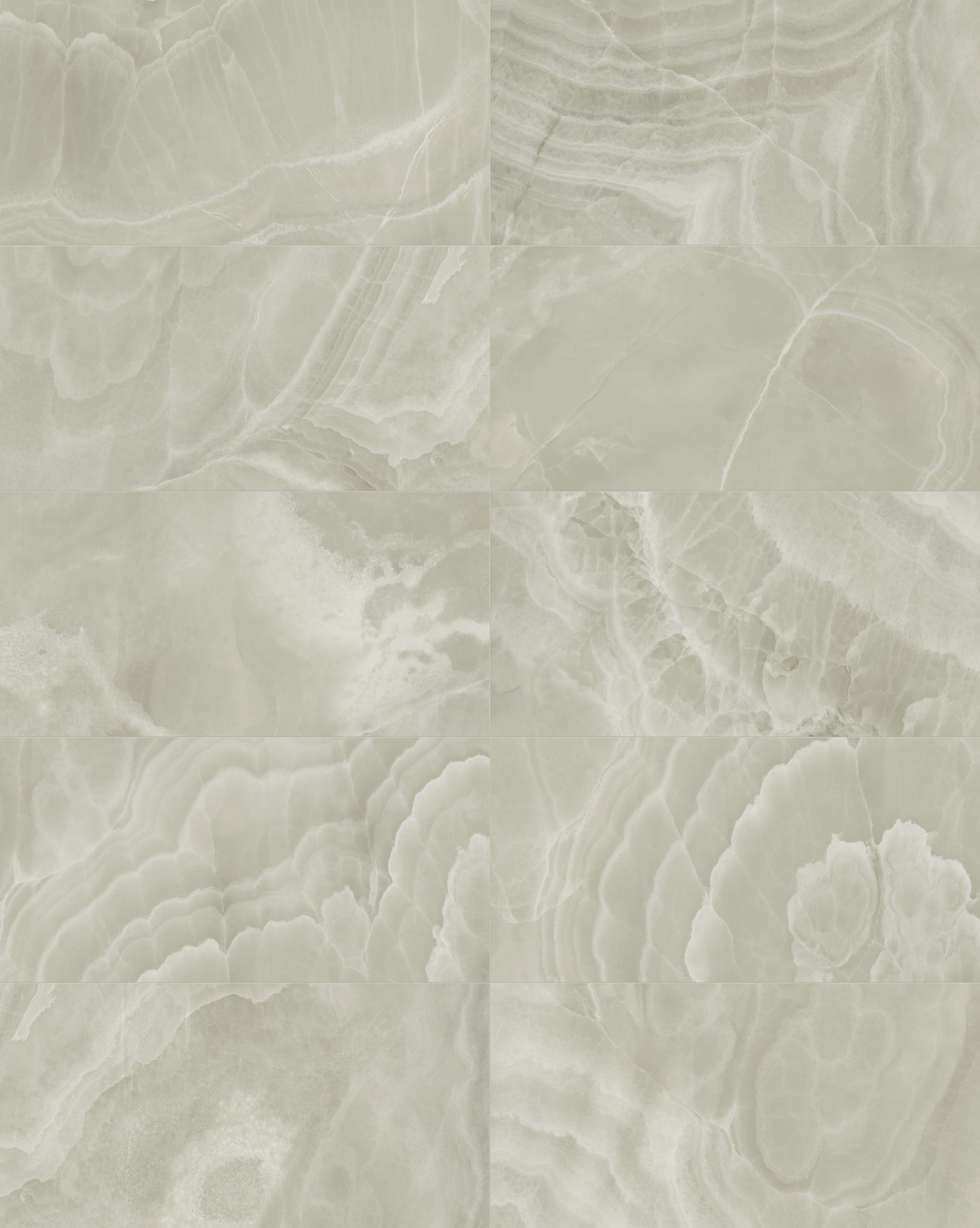 Lustra Onyx Sage porcelain mosaic by Anatolia, top-down product view, 11 23/32"×11 27/32"×11/32" size. Turkish porcelain for floors and walls.