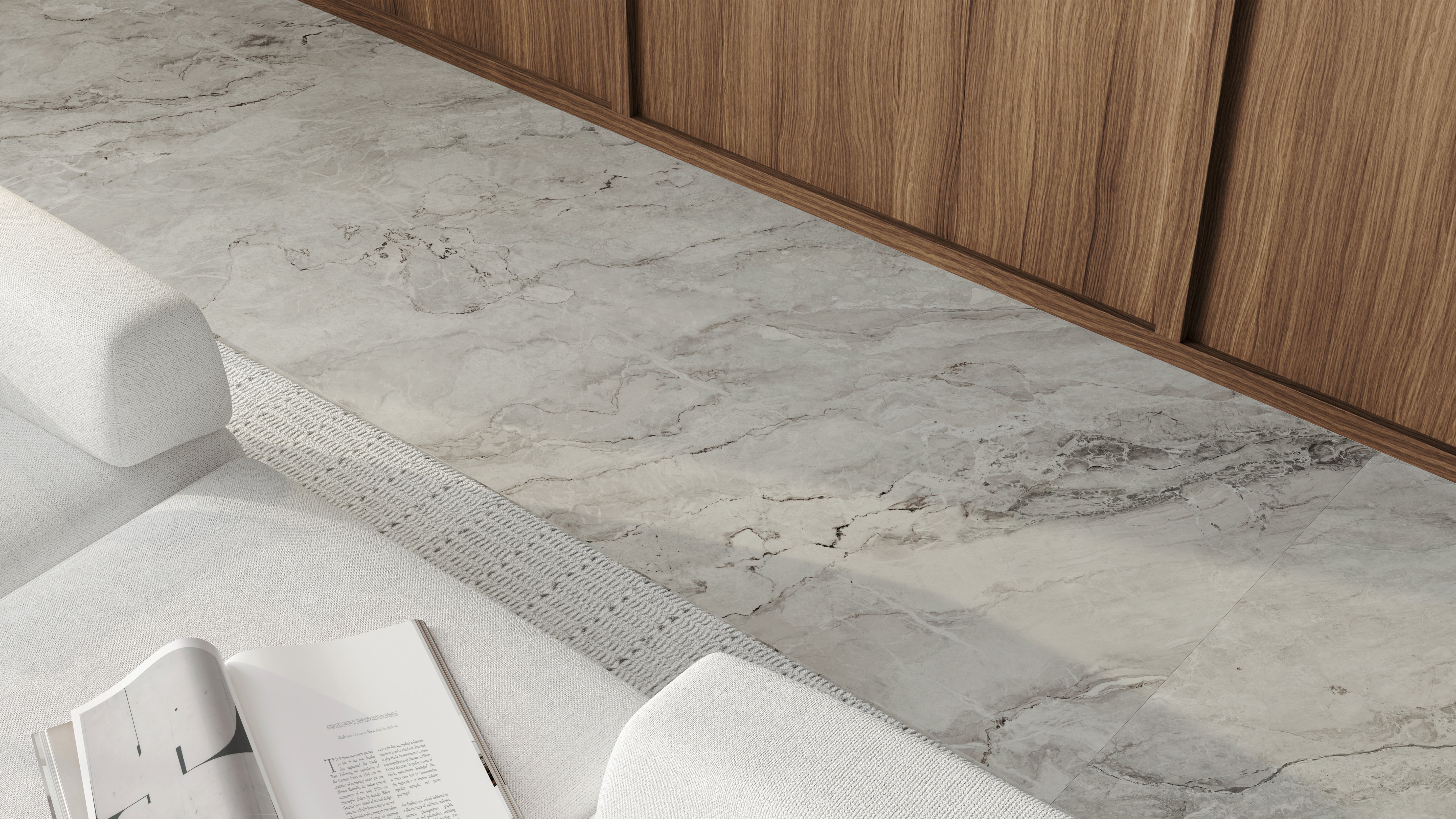 Majesto Atlantic Ocean porcelain mosaic by Anatolia, top-down product view, 11 23/32"×11 27/32"×11/32" size. Turkish porcelain for floors and walls.