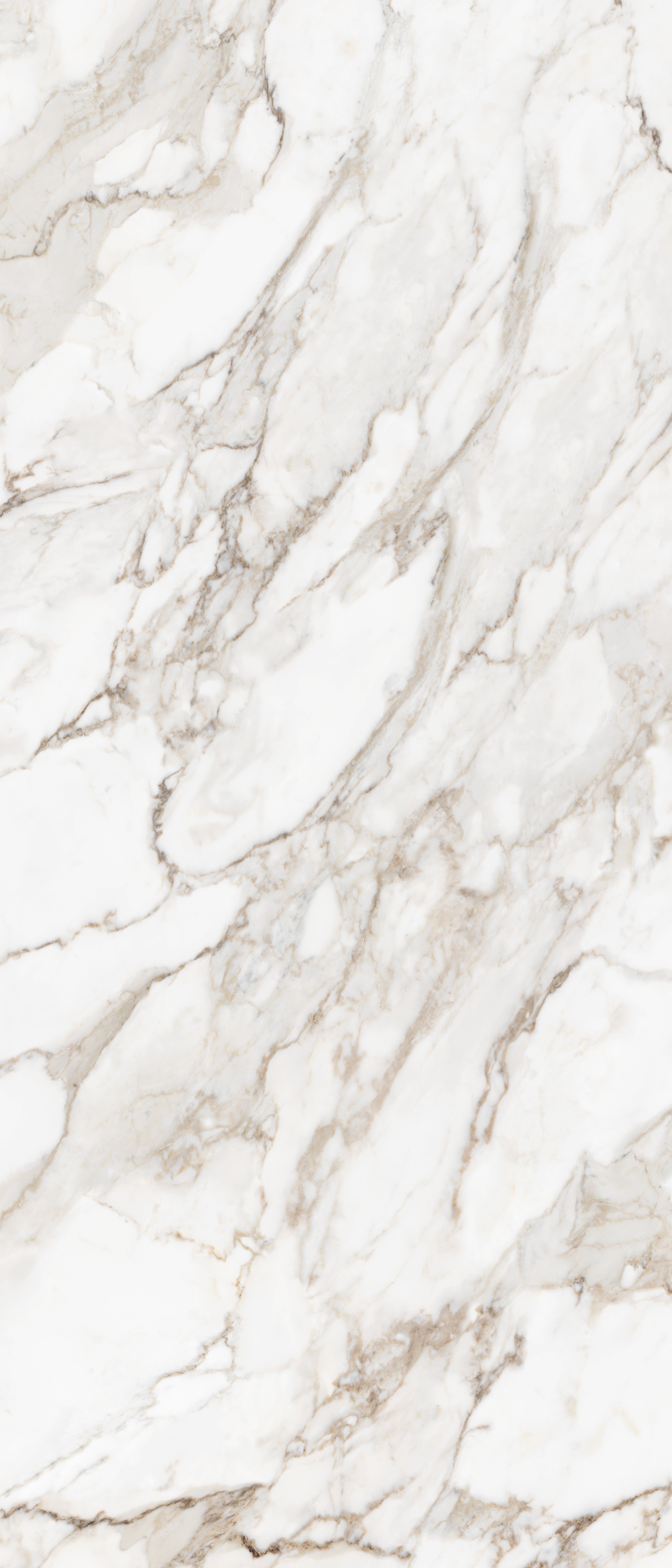 Majesto Calacatta Oro sintered stone slabs by Anatolia, top-down product view, 48"×110"×1/4" size. Turkish sintered stone for floors and walls.