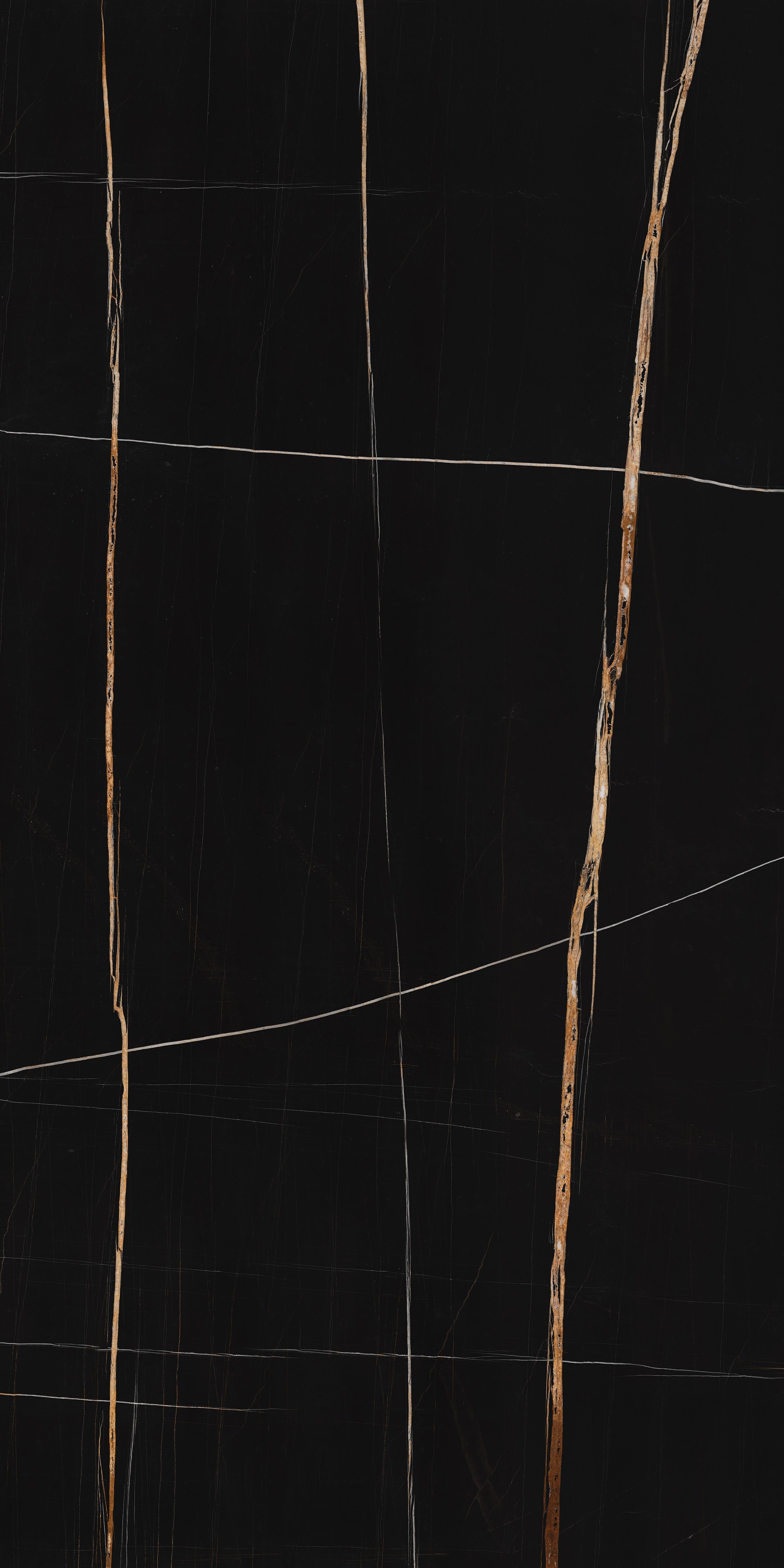 Majesto Sahara Noir sintered stone slabs by Anatolia, top-down product view, 63"×126"×1/4" size. Turkish sintered stone for floors and walls.