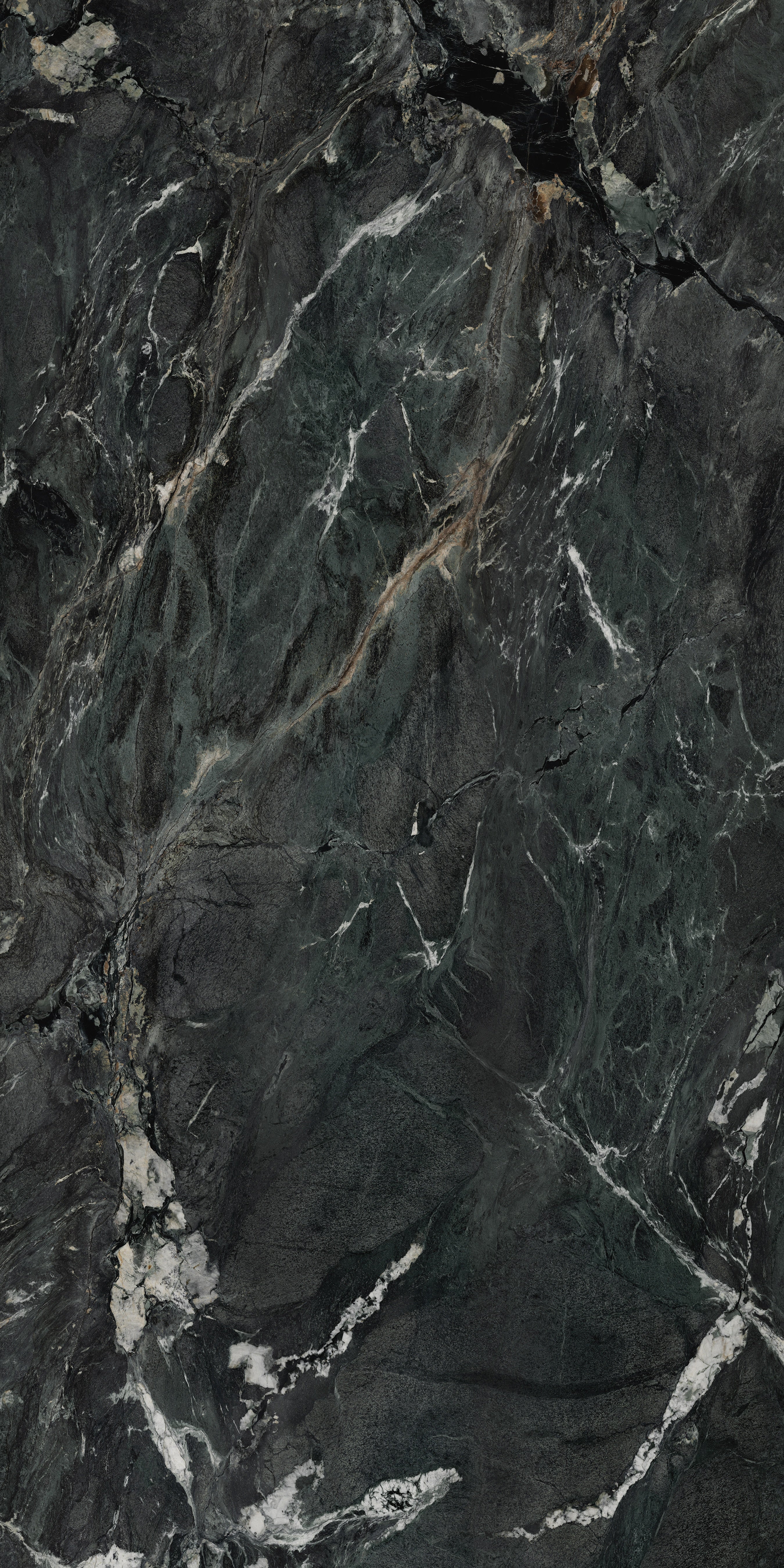 Majesto Verdi Alpi sintered stone slabs by Anatolia, top-down product view, 63"×126"×1/4" size. Turkish sintered stone for floors and walls.