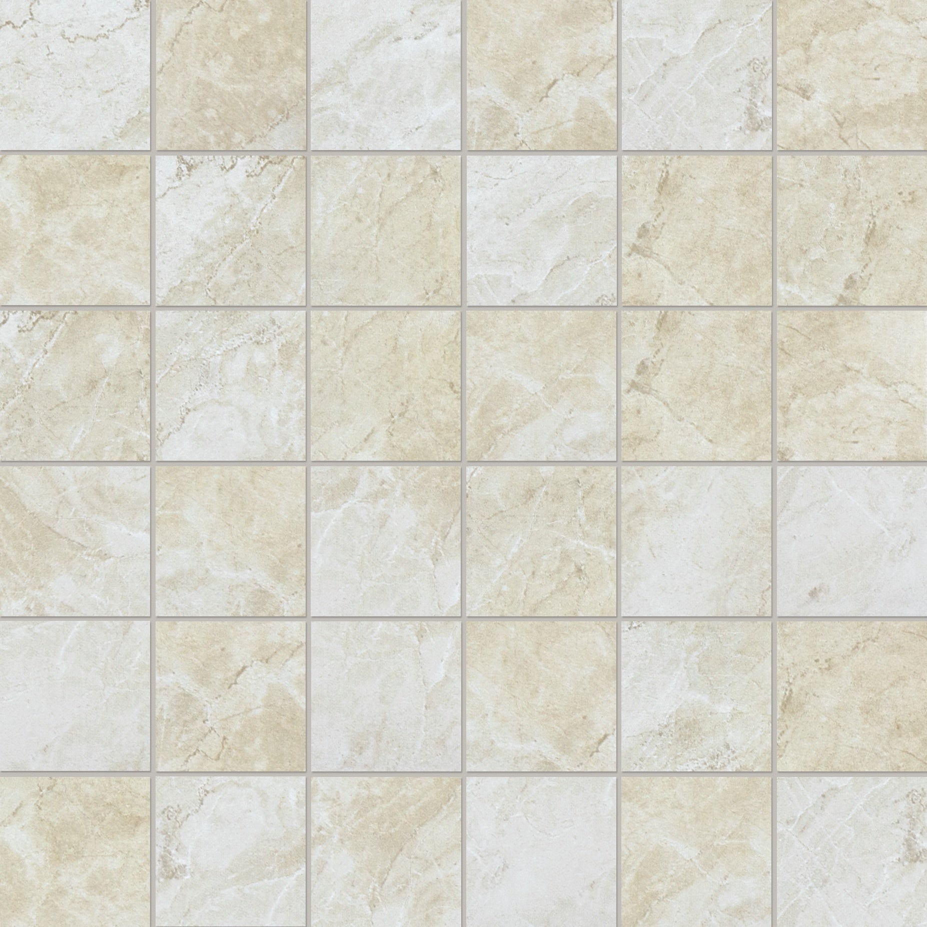 Malena Ivory ceramic mosaic by Anatolia, top-down product view, 12 15/16"×12 15/16"×9/32" size. Turkish ceramic for floors and walls.