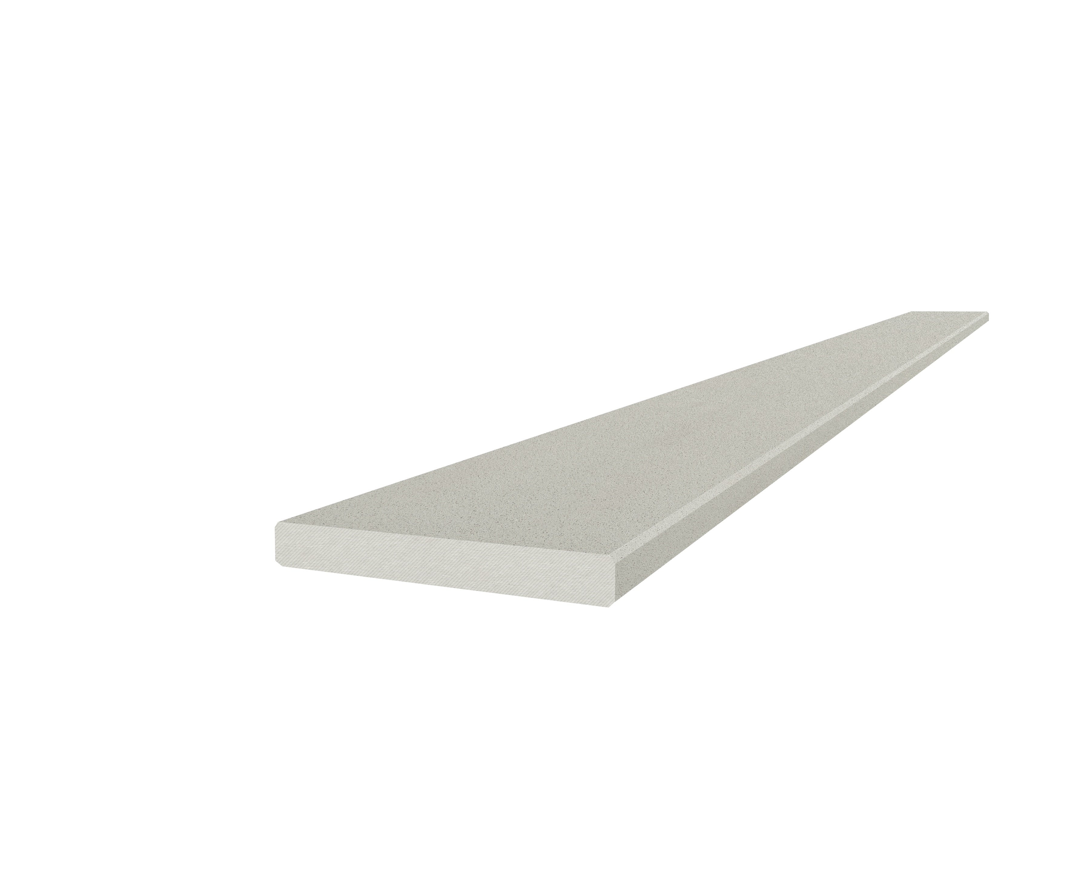 Marmiline Fog engineered stone trim by Anatolia, top-down product view, 4 1/2"×62"×19/32" size. Chinese engineered stone for floors and walls.