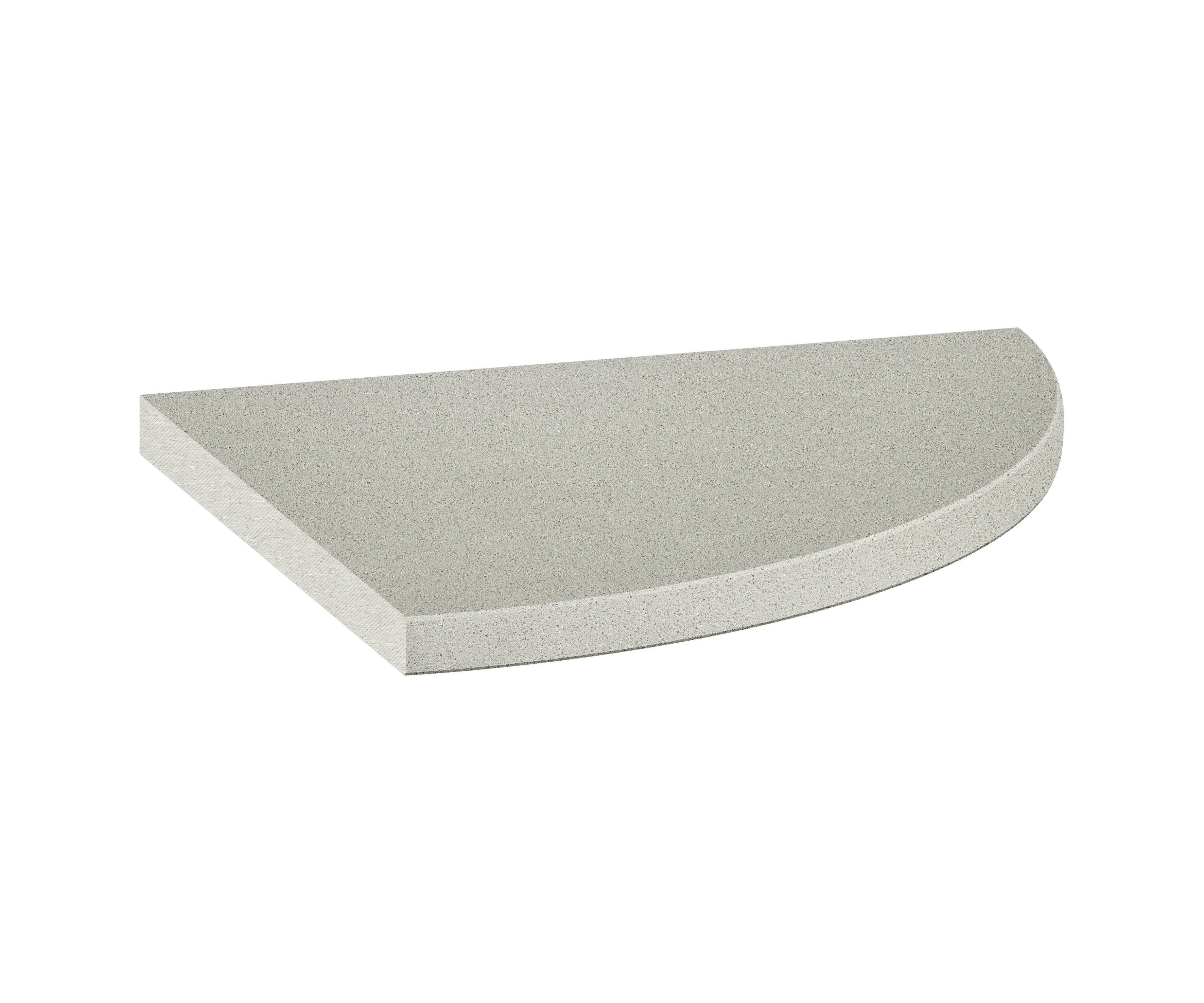 Marmiline Fog engineered stone trim by Anatolia, top-down product view, 8 29/32"×19/32" size. Chinese engineered stone for floors and walls.