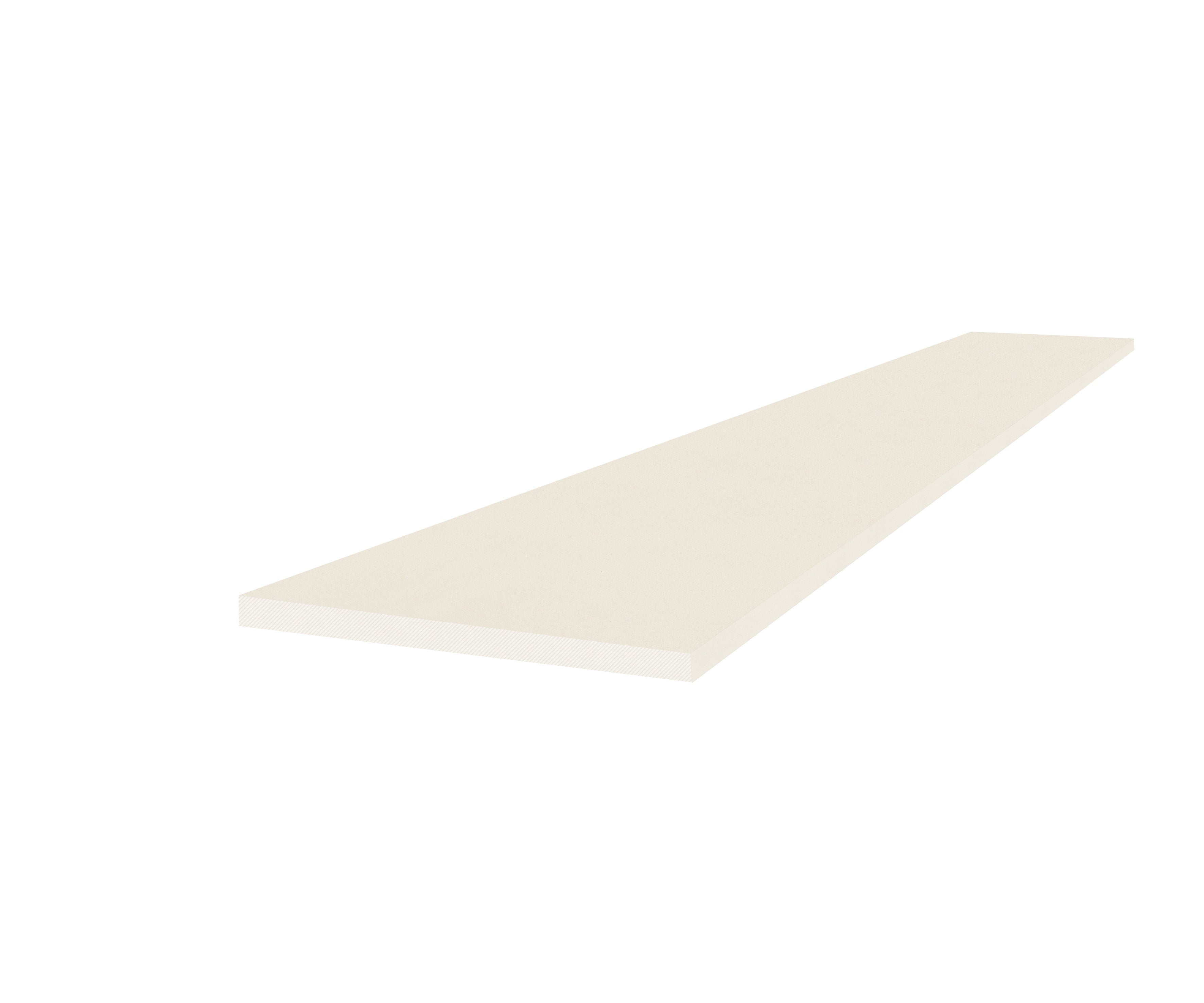 Marmiline Ivory engineered stone trim by Anatolia, top-down product view, 11 13/16"×27 19/32"×15/32" size. Chinese engineered stone for floors and walls.