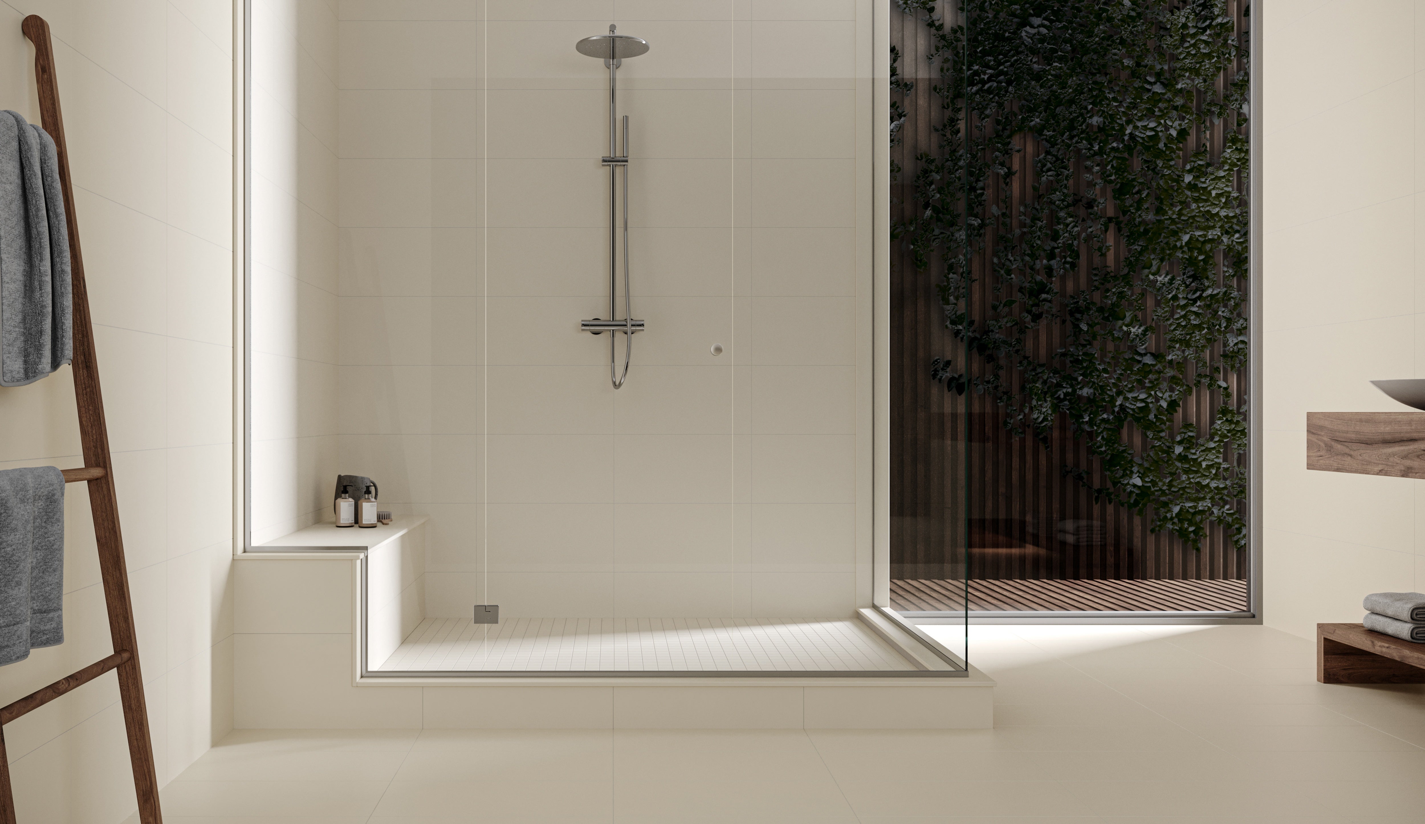 Marmiline Engineered Stone trim by Anatolia Tile, lifestyle installation view 3, 2"×36" size. Premium porcelain for floors and walls.