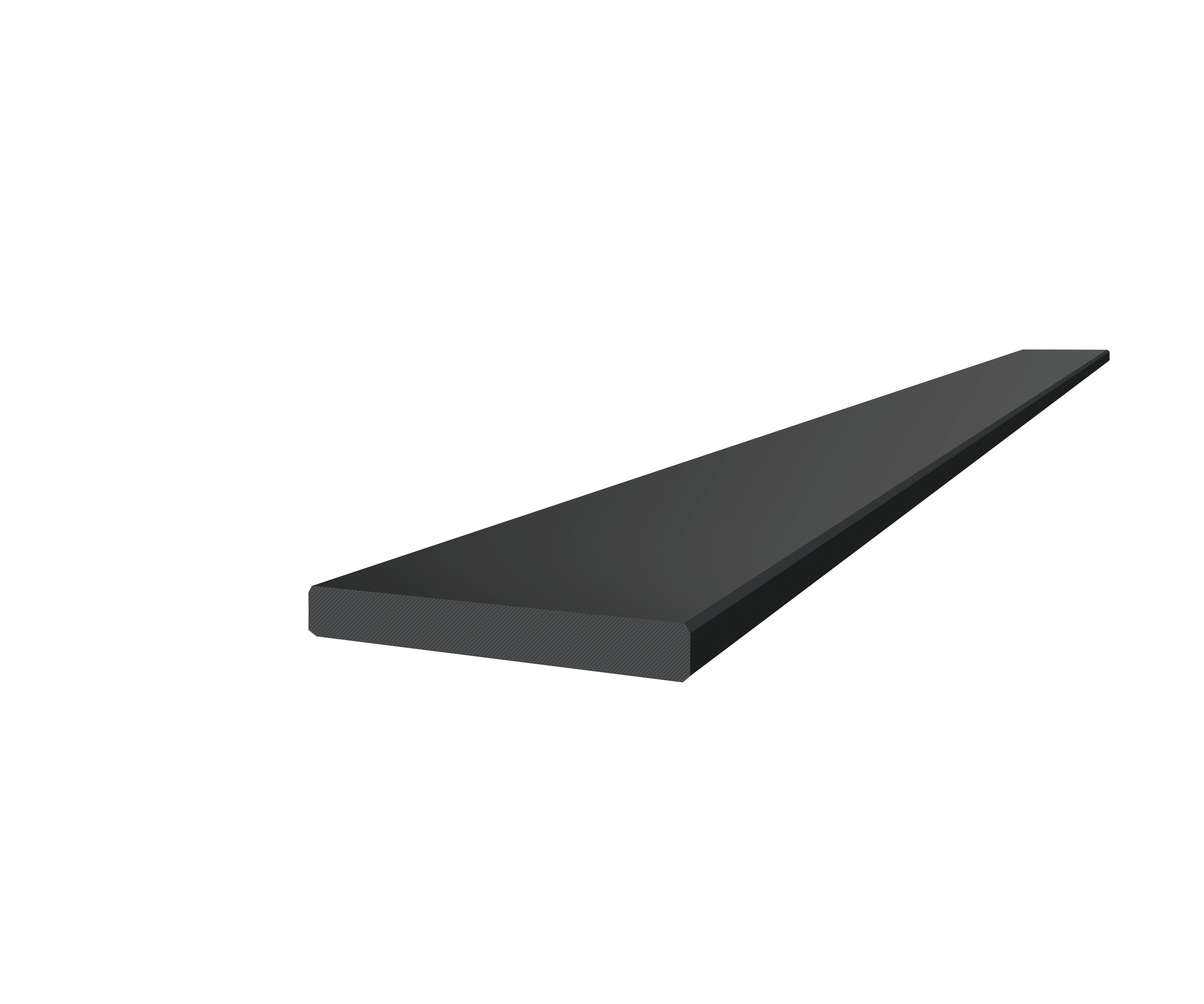Marmiline Midnight engineered stone trim by Anatolia, top-down product view, 4 1/2"×62"×19/32" size. Chinese engineered stone for floors and walls.