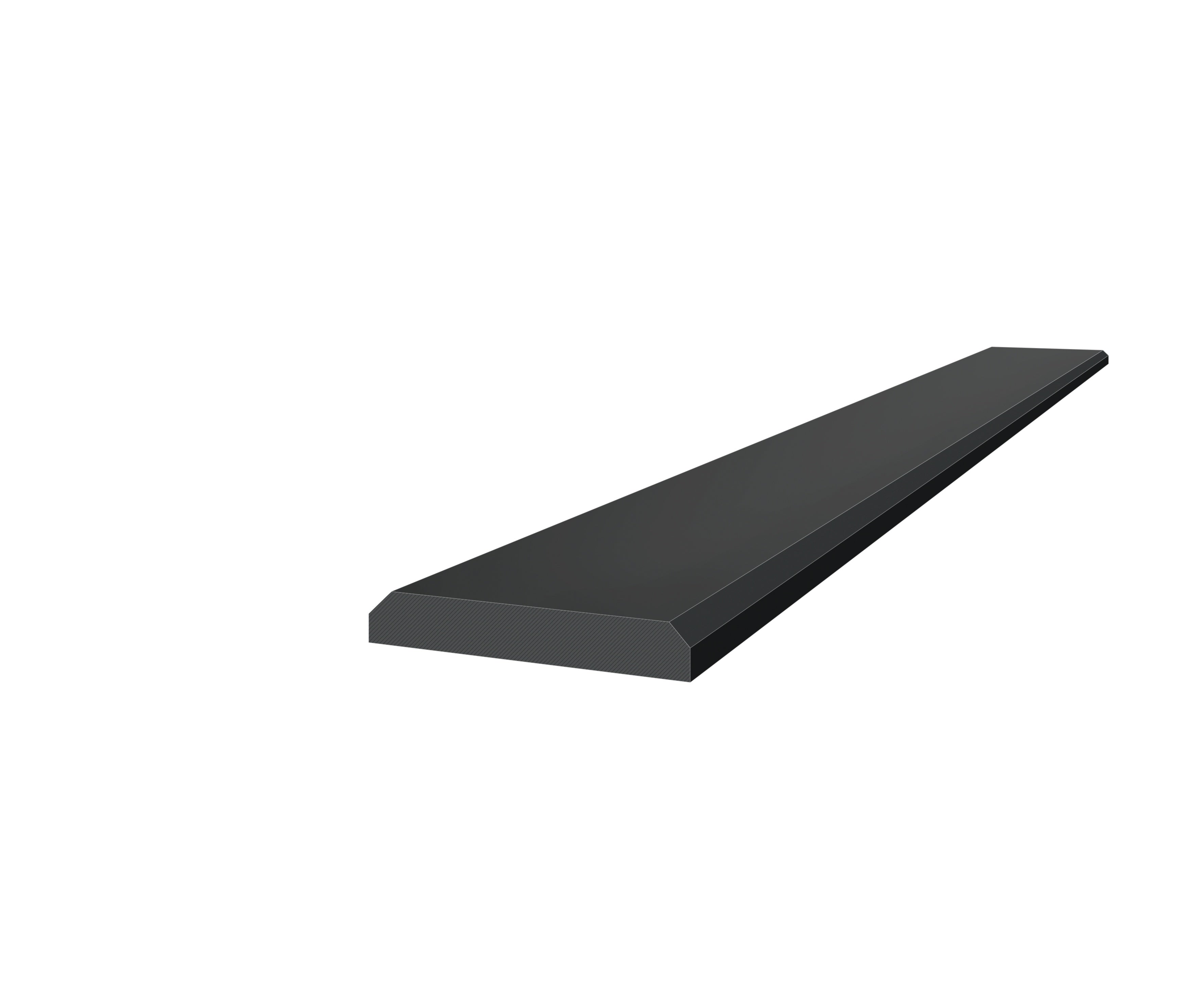 Marmiline Midnight engineered stone trim by Anatolia, top-down product view, 4"×36"×19/32" size. Chinese engineered stone for floors and walls.