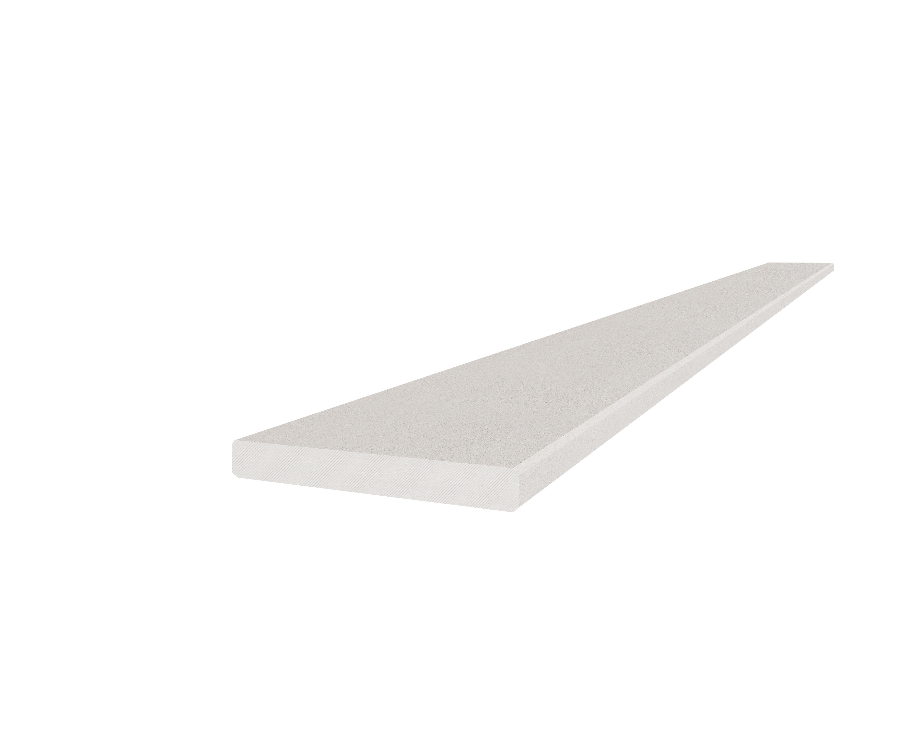 Marmiline Pearl engineered stone trim by Anatolia, top-down product view, 4 1/2"×62"×19/32" size. Chinese engineered stone for floors and walls.