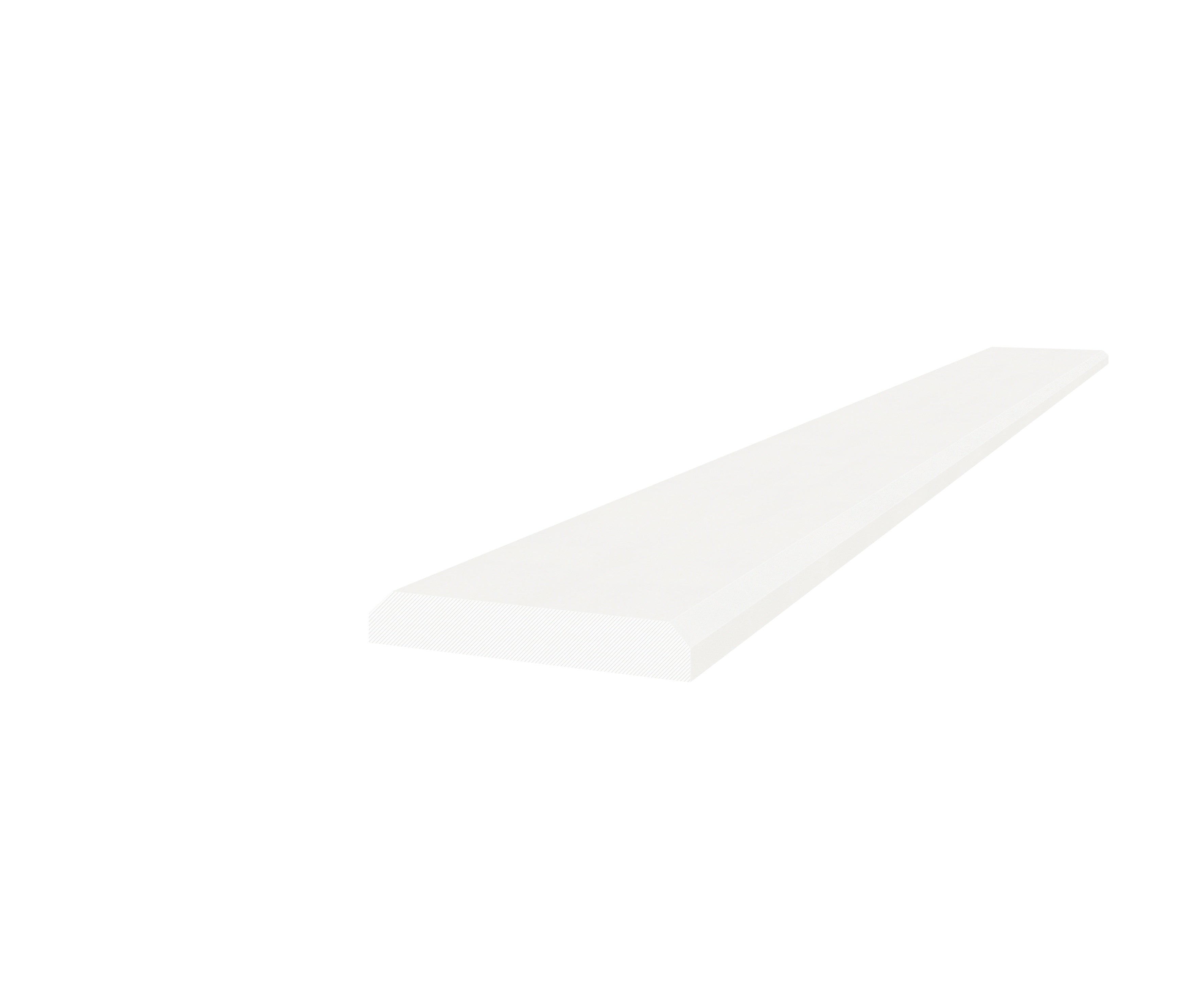 Marmiline Snow engineered stone trim by Anatolia, top-down product view, 4"×36"×19/32" size. Chinese engineered stone for floors and walls.