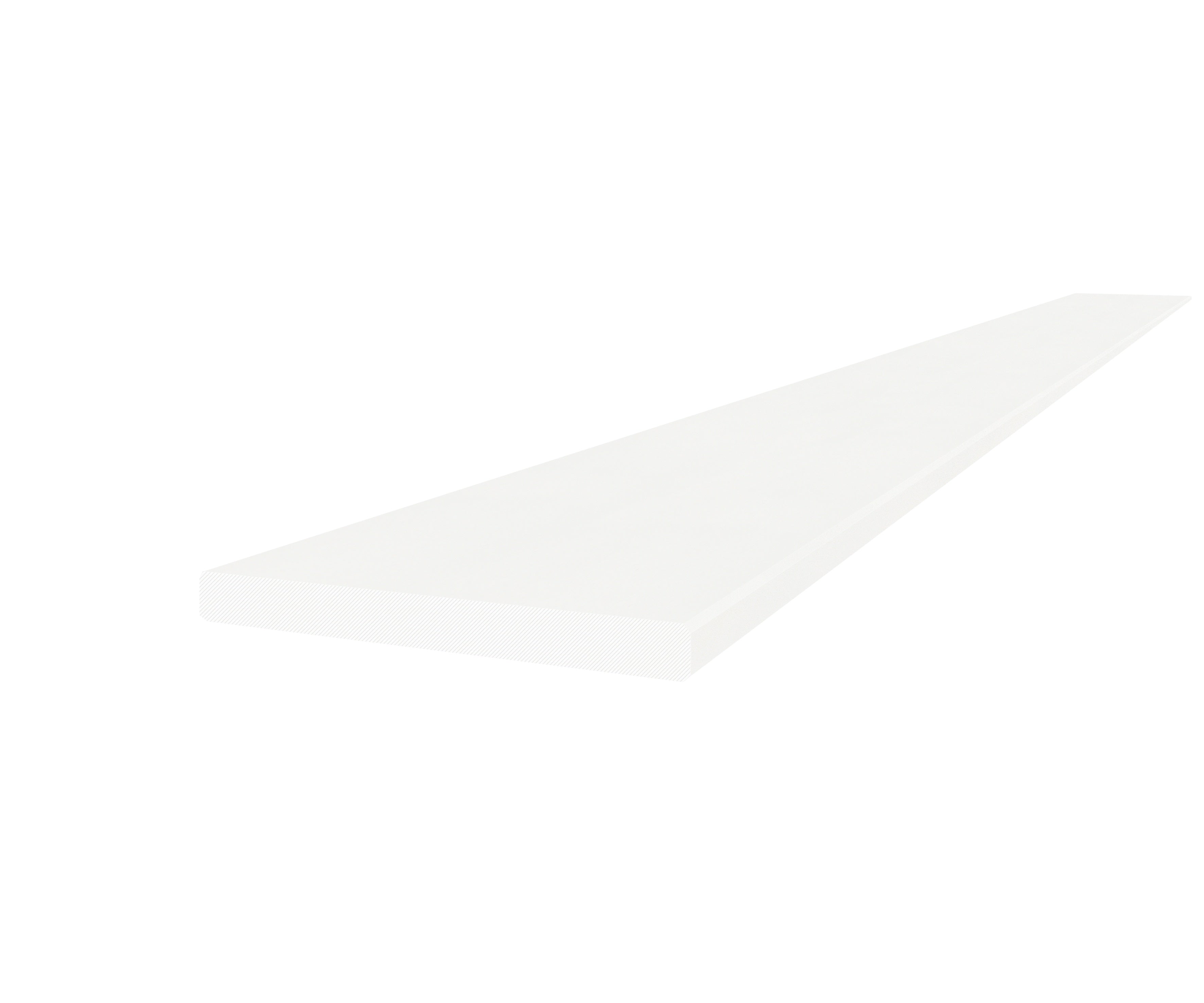Marmiline Snow engineered stone trim by Anatolia, top-down product view, 6"×94 1/2"×19/32" size. Chinese engineered stone for floors and walls.