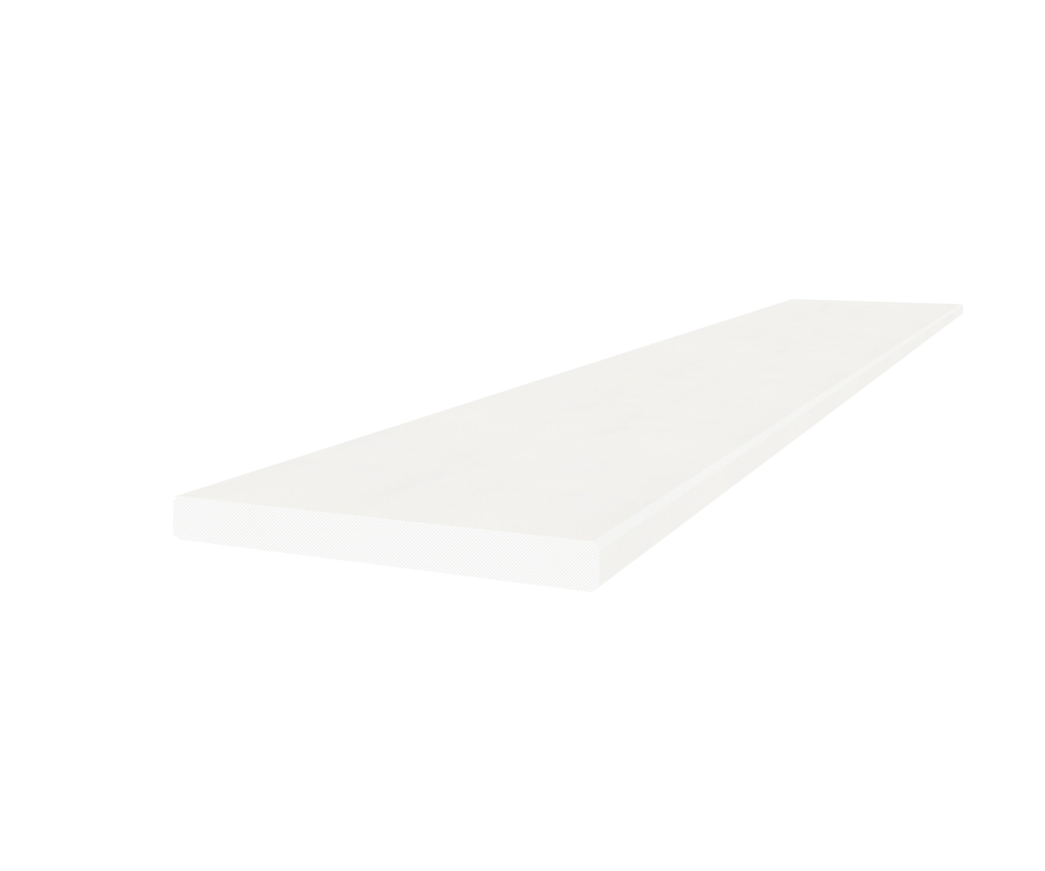 Marmiline Snow engineered stone trim by Anatolia, top-down product view, 6"×76"×19/32" size. Chinese engineered stone for floors and walls.