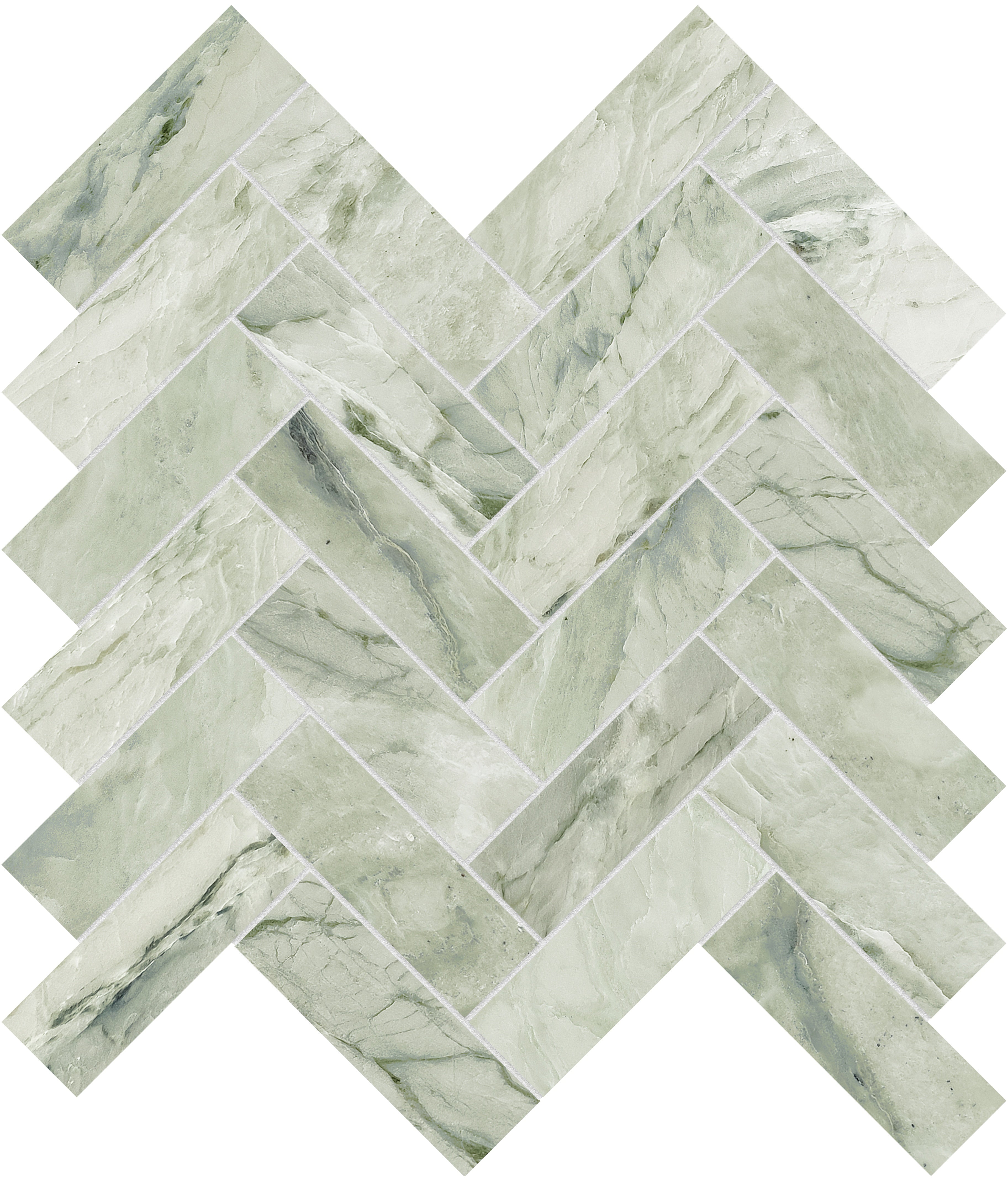Moscato Argento marble mosaic by Anatolia, top-down product view, 11 1/4"×11 13/32"×3/8" size. Chinese marble for floors and walls.