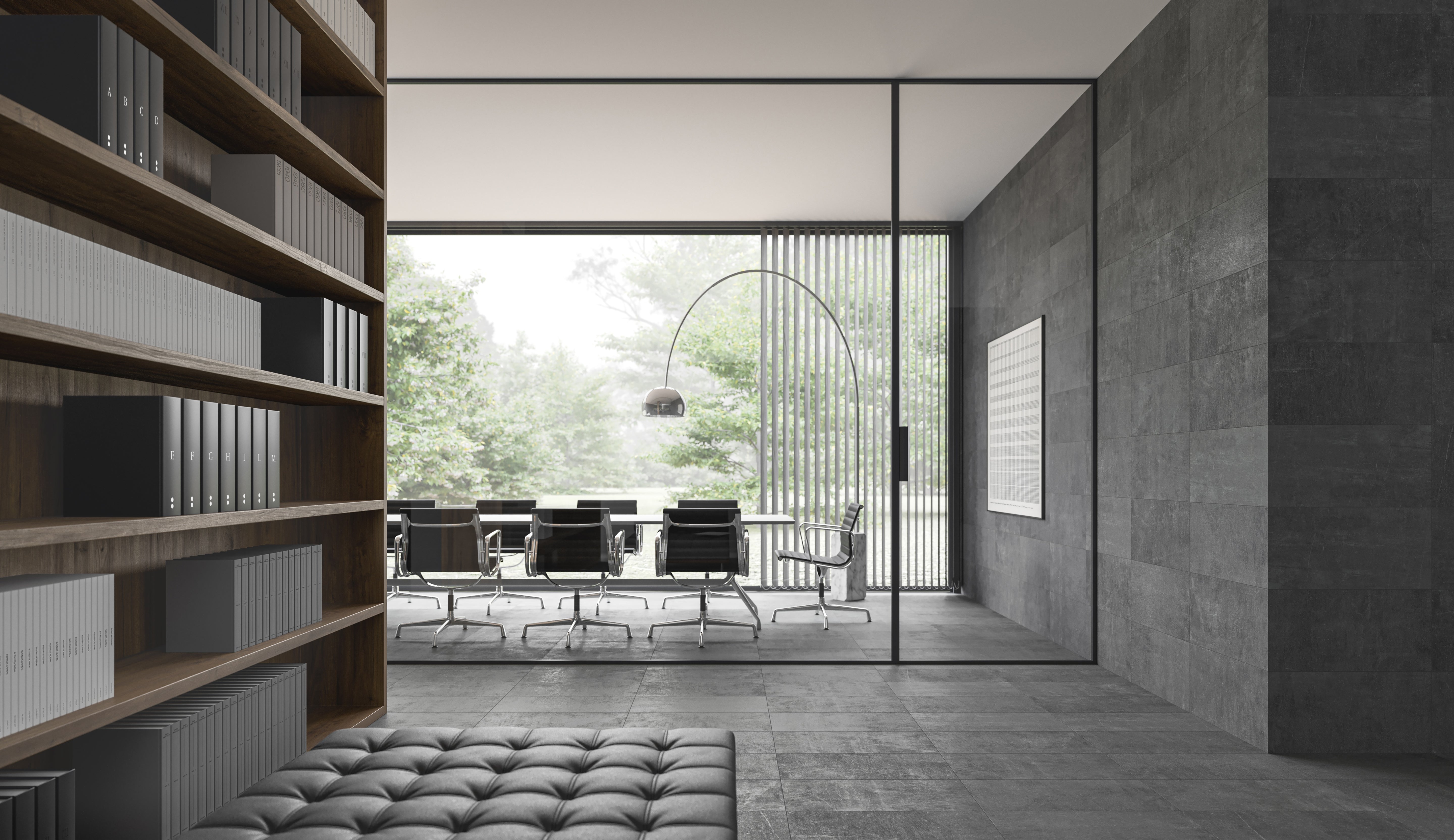 Nexus Graphite porcelain trim by Anatolia, top-down product view, 3"×12"×3/8" size. Turkish porcelain for floors and walls.