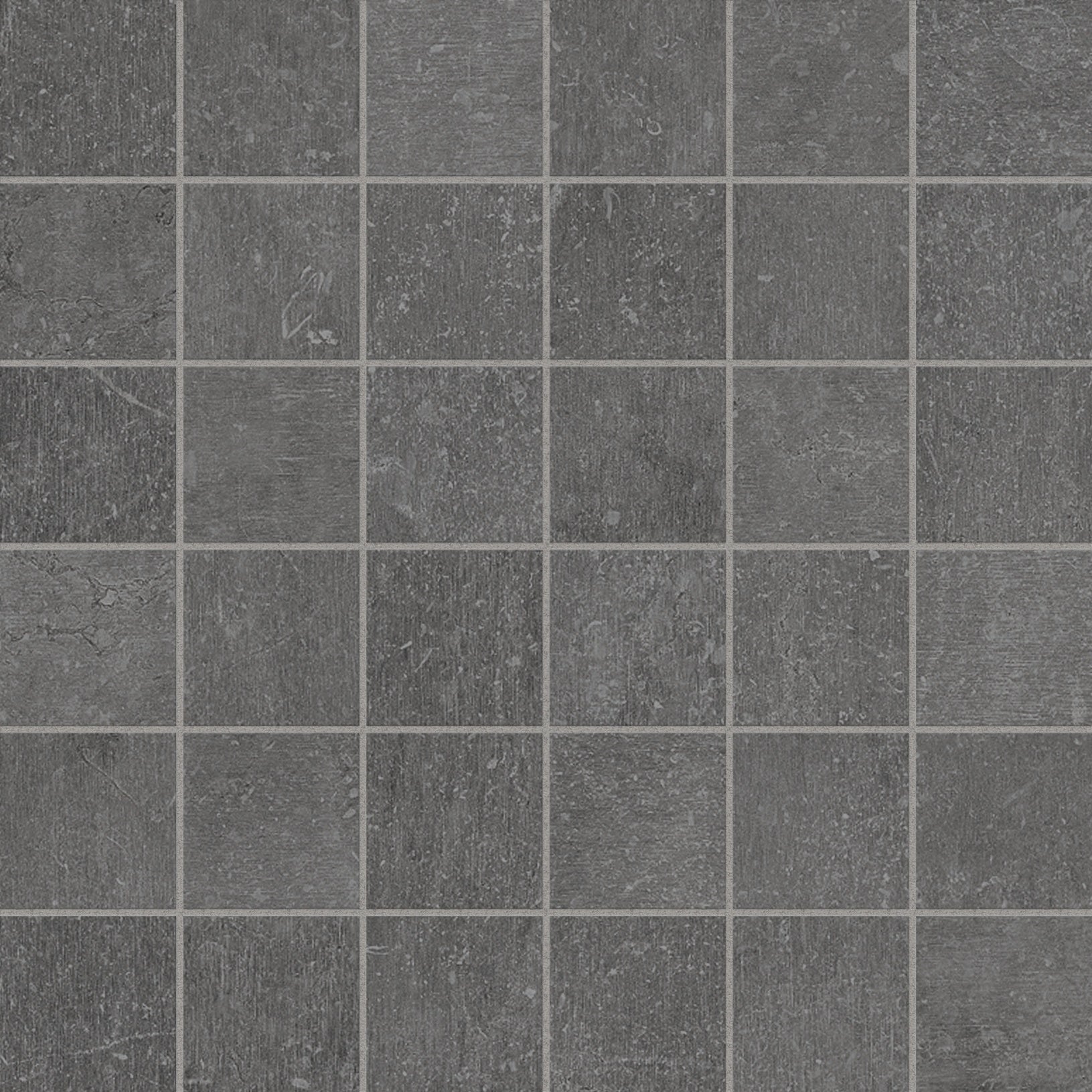 Nexus Graphite porcelain mosaic by Anatolia, top-down product view, 11 25/32"×11 25/32"×3/8" size. Turkish porcelain for floors and walls.