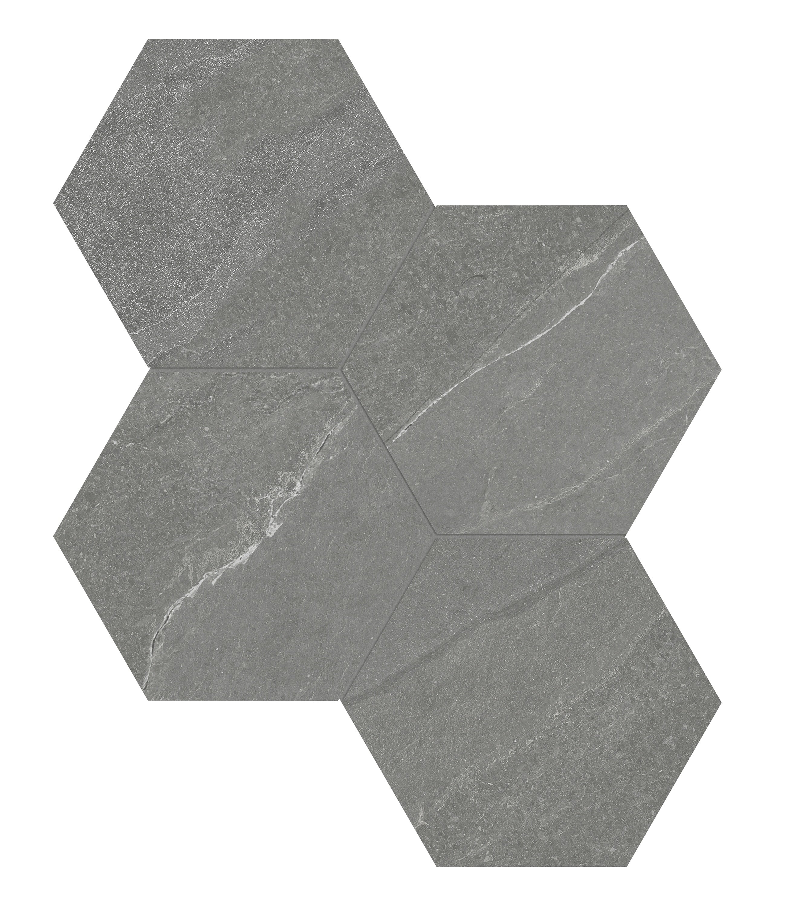 Nord Chromium porcelain mosaic by Anatolia, top-down product view, 9 31/32"×11 1/2"×11/32" size. Turkish porcelain for floors and walls.